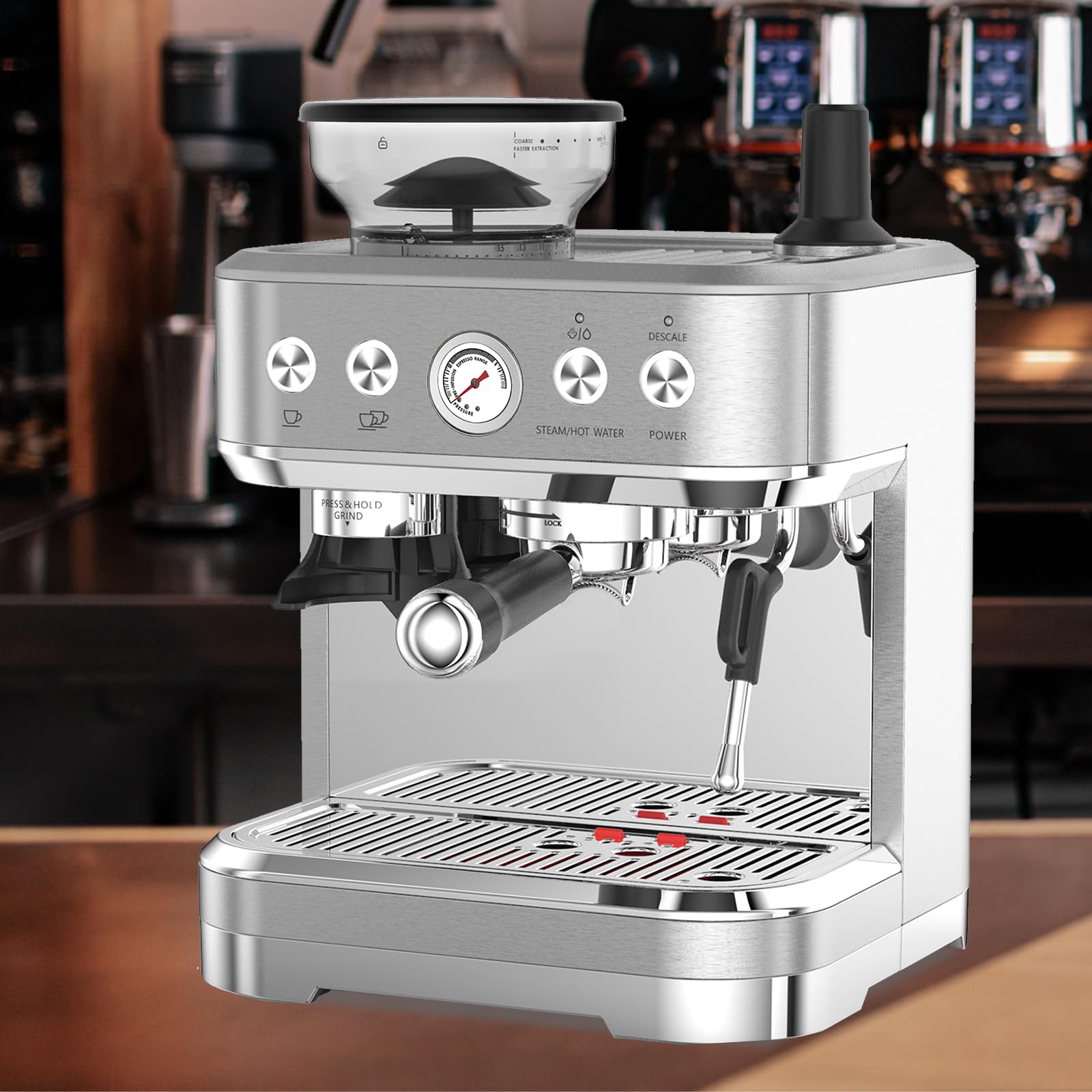 Premium 15 Bar Espresso Machine with Built-In Coffee Grinder & Milk Frother - Perfect for Cappuccino & Latte Lovers - Ideal Gift for Coffee Enthusiasts, Parents, and Home Baristas - Great for Home Kitchens, Offices, and Coffee Shops