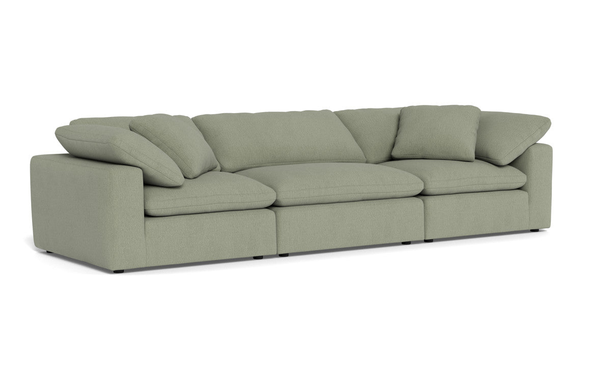 Fluffy 3-Piece Sofa Set - Ultra Soft Plush Fabric Sectional Couch for Living Room, Lounge & Family Room - Comfortable Modern L-Shaped Sofa with Pillows