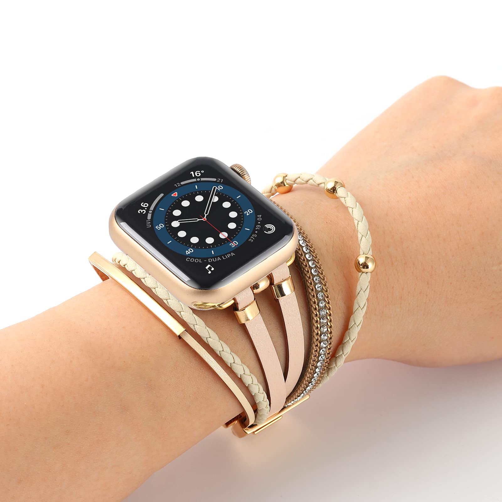 WONMILLE Genuine Leather Bands for Apple Watch 41mm 40mm 38mm 45mm 44mm 42mm 49mm - Boho Bracelet Strap Compatible with iWatch Series Ultra 10 9 8 7 6 5 4 3 2 1 SE - Stylish Multilayer Wrap Band for Women | Perfect for Workout, Office & Casual Wear