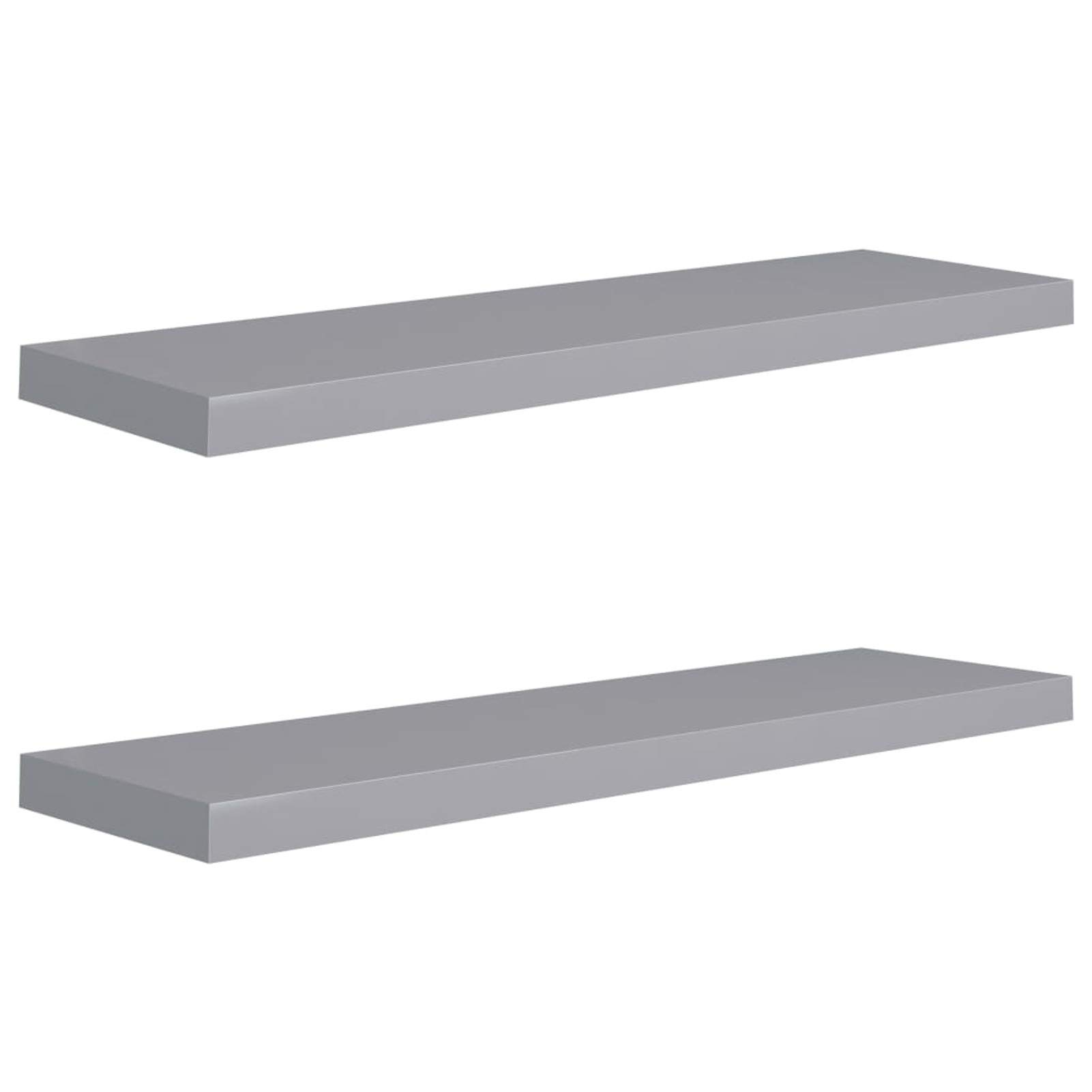 Floating Wall Shelves Set of 2 - Modern Gray MDF Wall Mounted Shelves 35.4x9.3x1.5 Inches for Bedroom, Living Room Decor - Space Saving Storage Solution for Books, Plants & Home Decor
