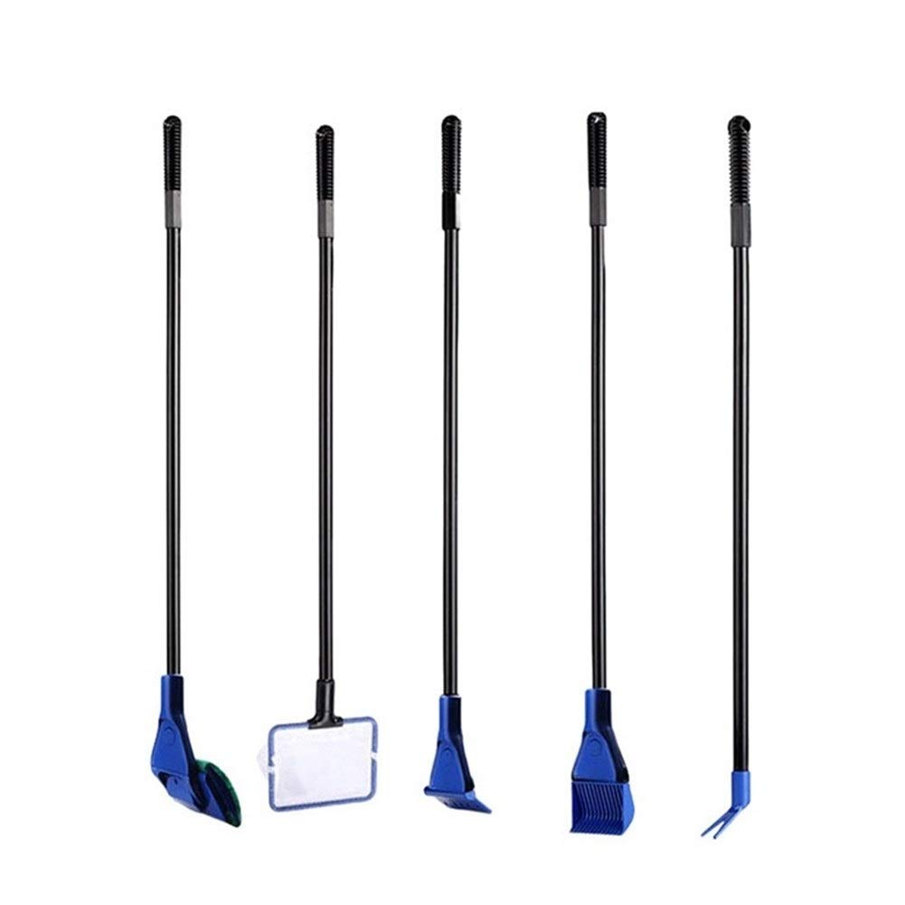 5-in-1 Aquarium Cleaning Kit with Net, Scraper & Brush for Fish Tank Maintenance (Blue)