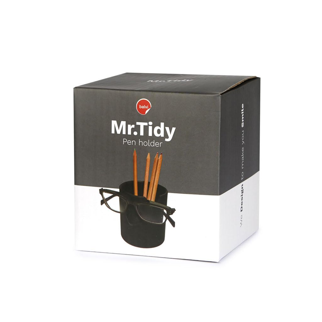 Mr. Tidy Pencil Holder & Glasses Organizer - Black - Keep Your Glasses Safe and Organized | Perfect for Office, Home Desk, and Car Storage