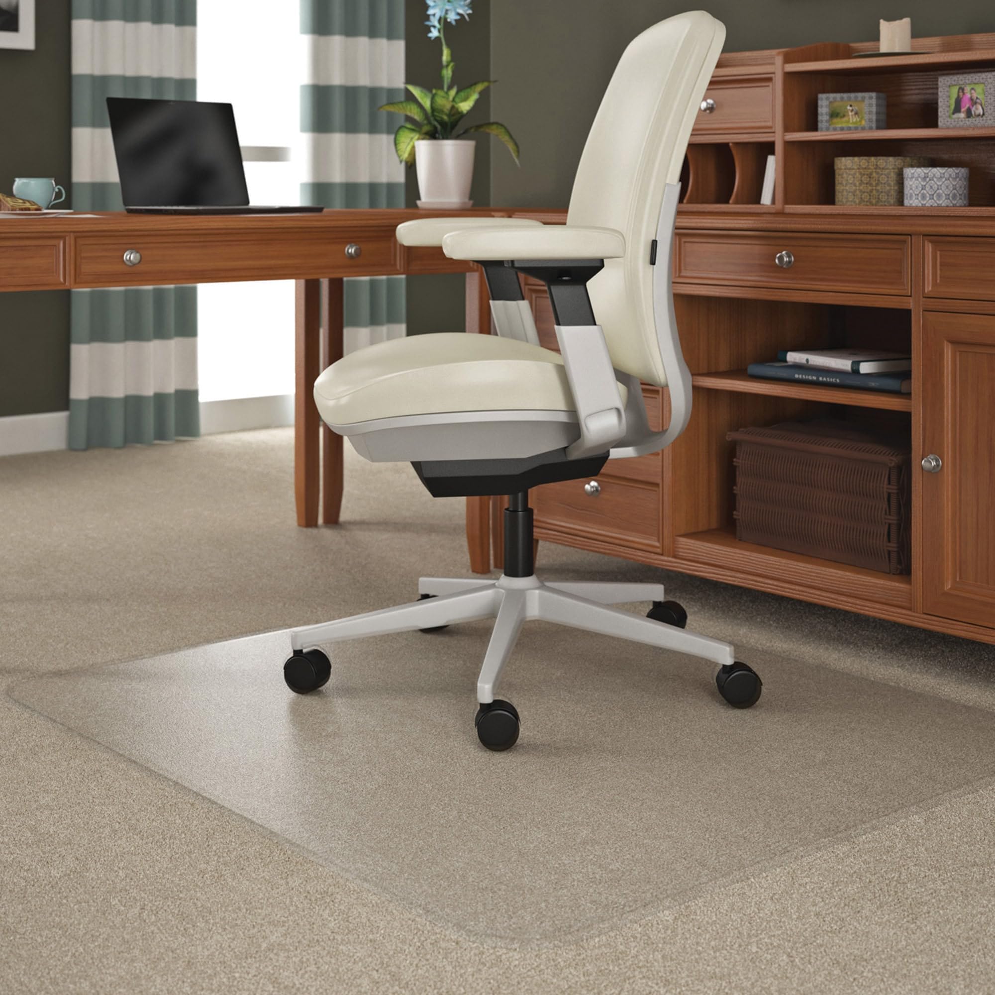 Lorell LLR69164 Clear Rectangular Medium Pile Chair Mat for Hardwood Floors & Office Use - Protects Floor from Chair Scratches & Rolling Damage (1 Each) - Ideal for Home Office, Study Room & Workspace