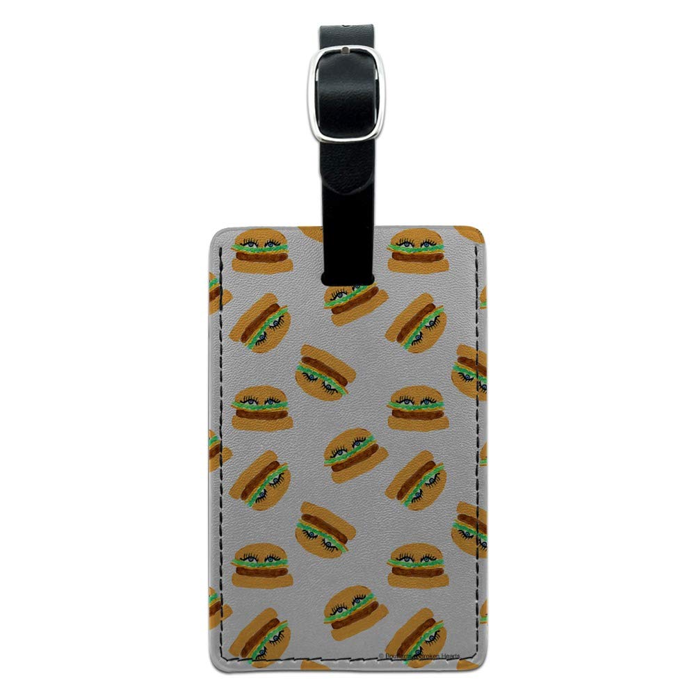 Stylish Burgers Pattern Rectangle Leather Luggage Tag - Durable Carry-On ID Tag for Travel Bags & Suitcases - Perfect for Airports, Business Trips & Vacation Identification