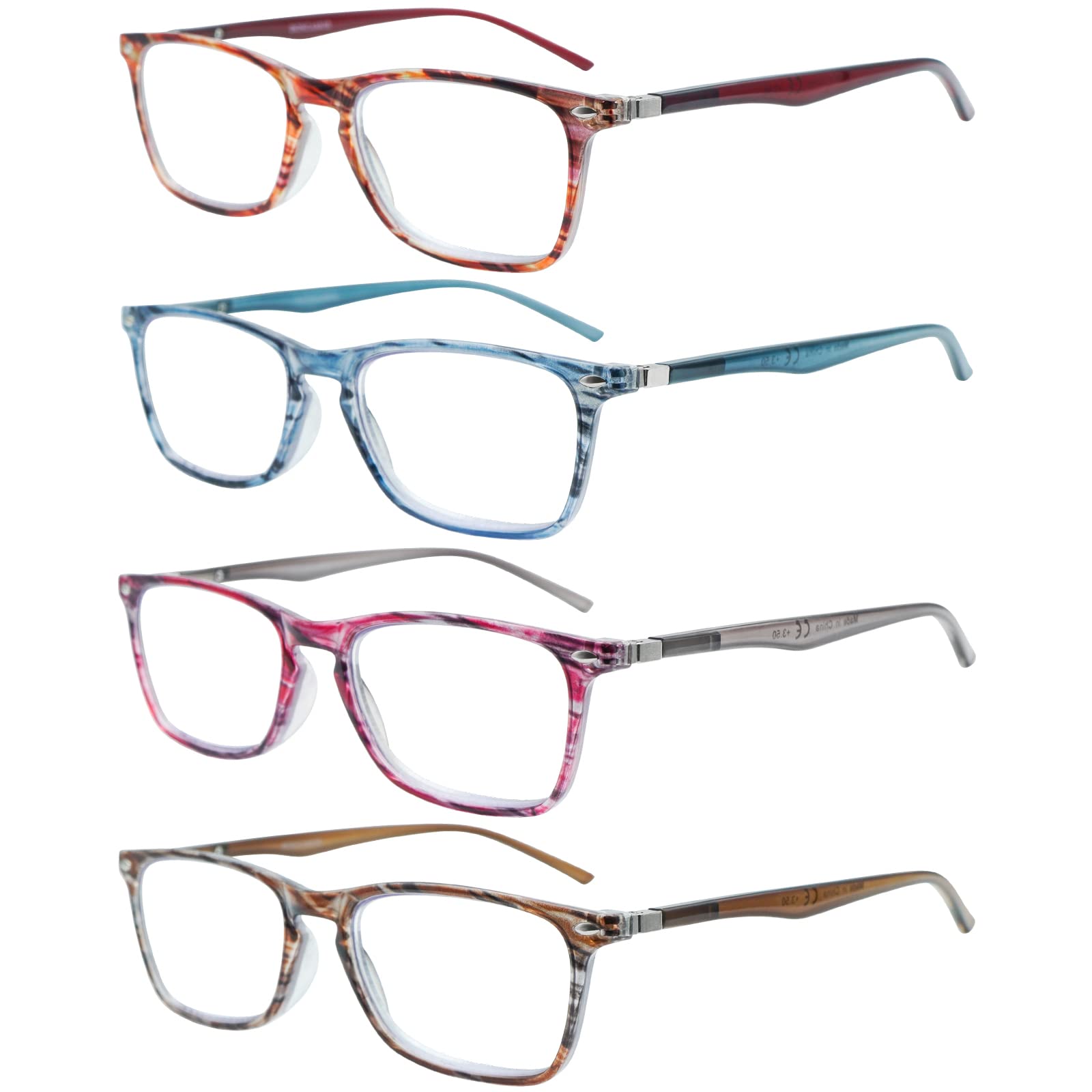 4 Pack Blue Light Blocking Computer Glasses - Anti Glare Reading Glasses for Women & Men - Fashion Eyewear for Digital Eye Strain Relief - Perfect for Office Work, Gaming & Screen Time