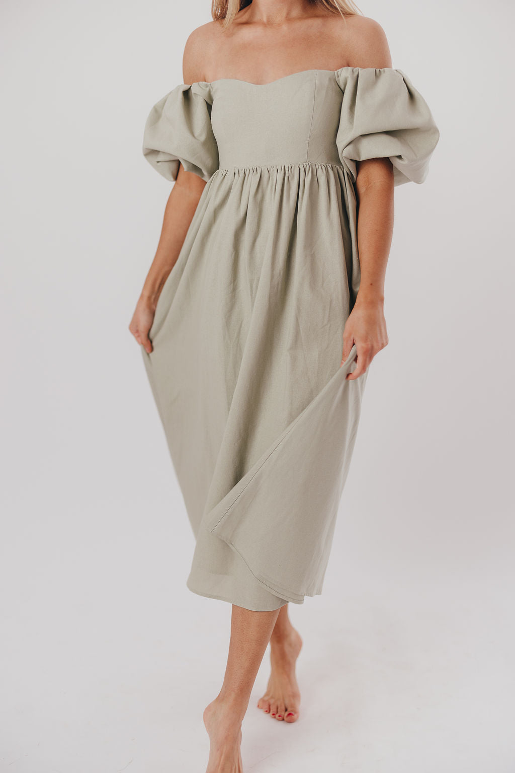 Hamilton Midi Dress in Olive - Bump Friendly Maternity Dress (Sizes S-2XL) | Flowy Summer Dress for Pregnancy, Nursing & Everyday Wear