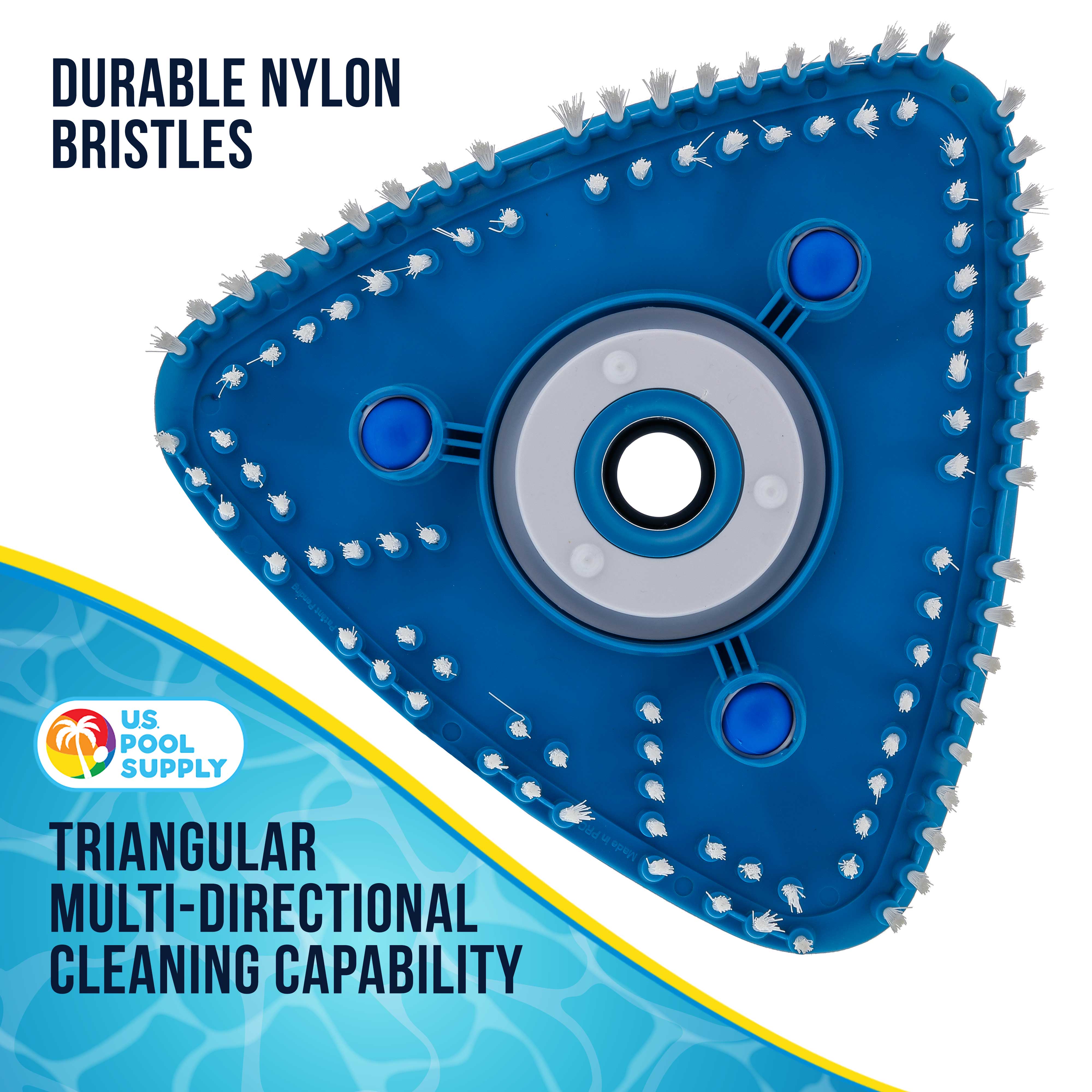 Flexible Triangular Pool Vacuum Head with Swivel Connection - Multi-Directional Fishtail EZ Clip Handle for 1.5