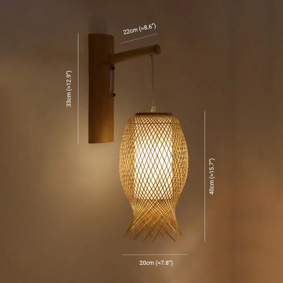 Rustic Wicker Wall Light Lantern - Handwoven Wooden Outdoor Sconce for Patio, Garden, Porch & Backyard Decor | Waterproof & Weather Resistant