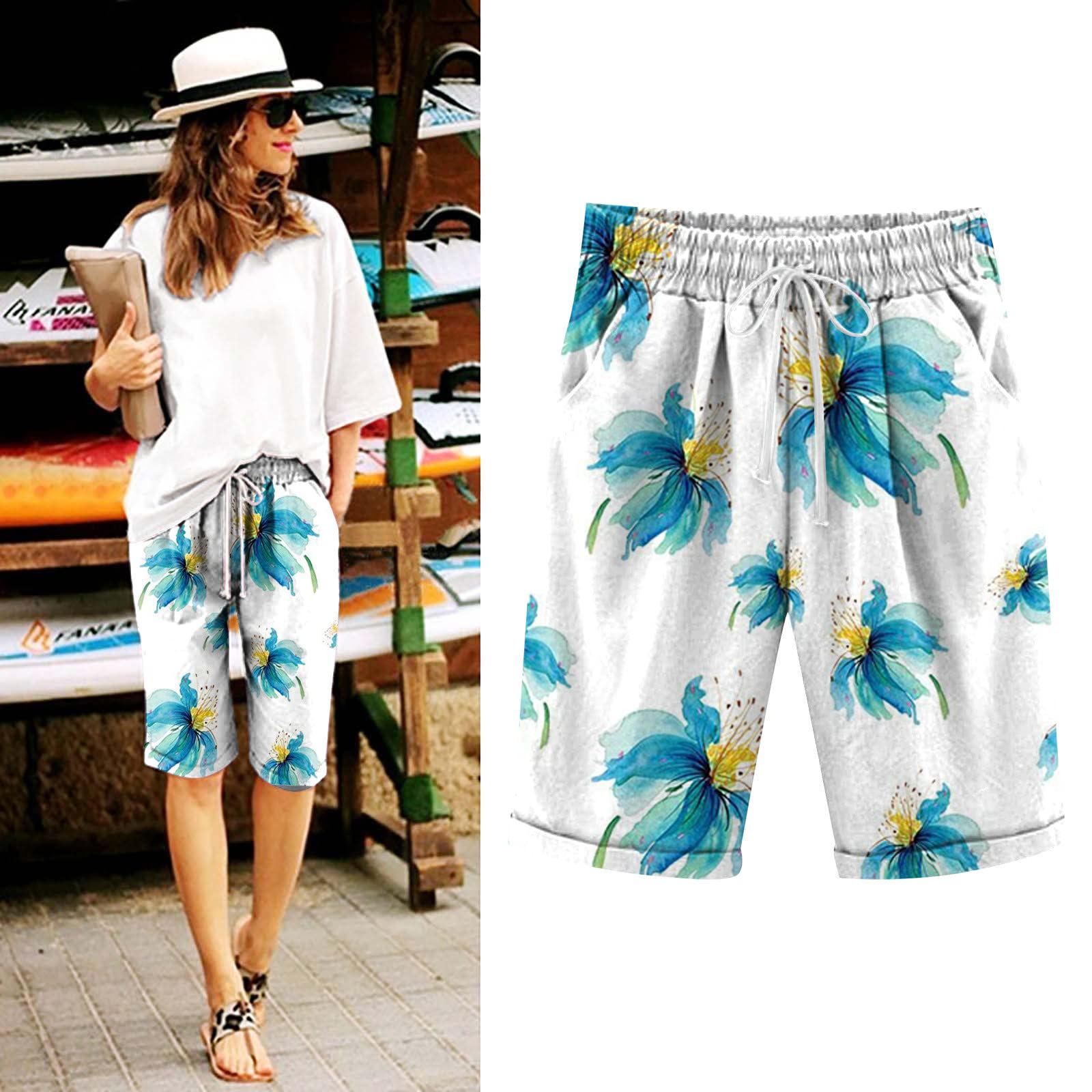 Women's Running & Lounge Shorts - Cotton Bermuda Pull-On with Pockets | Perfect for Summer & Walking