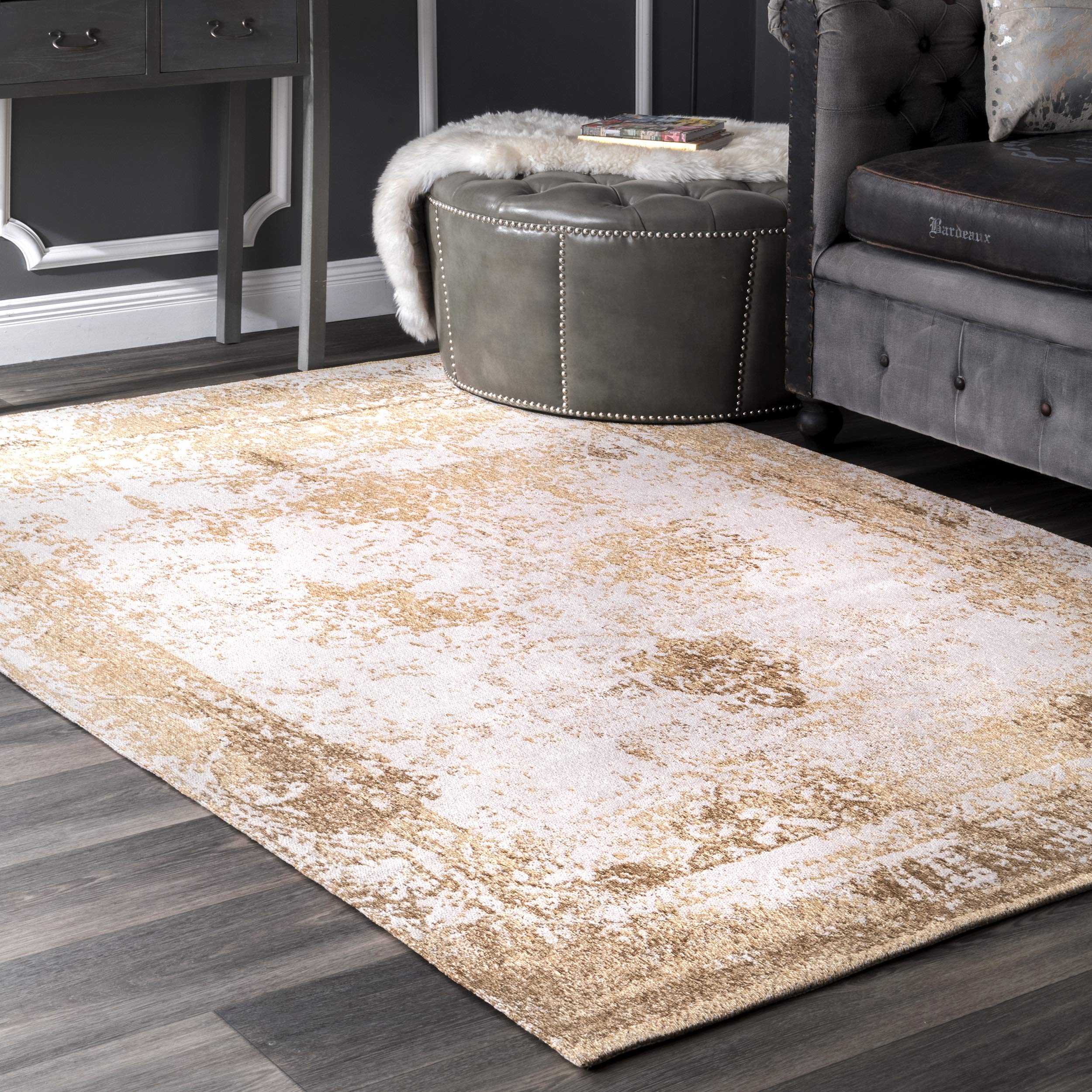 nuLOOM Shawanna Vintage Wool Area Rug 5' x 8' - Sand Color Rectangular Handmade Rug for Living Room, Bedroom & Office Decor