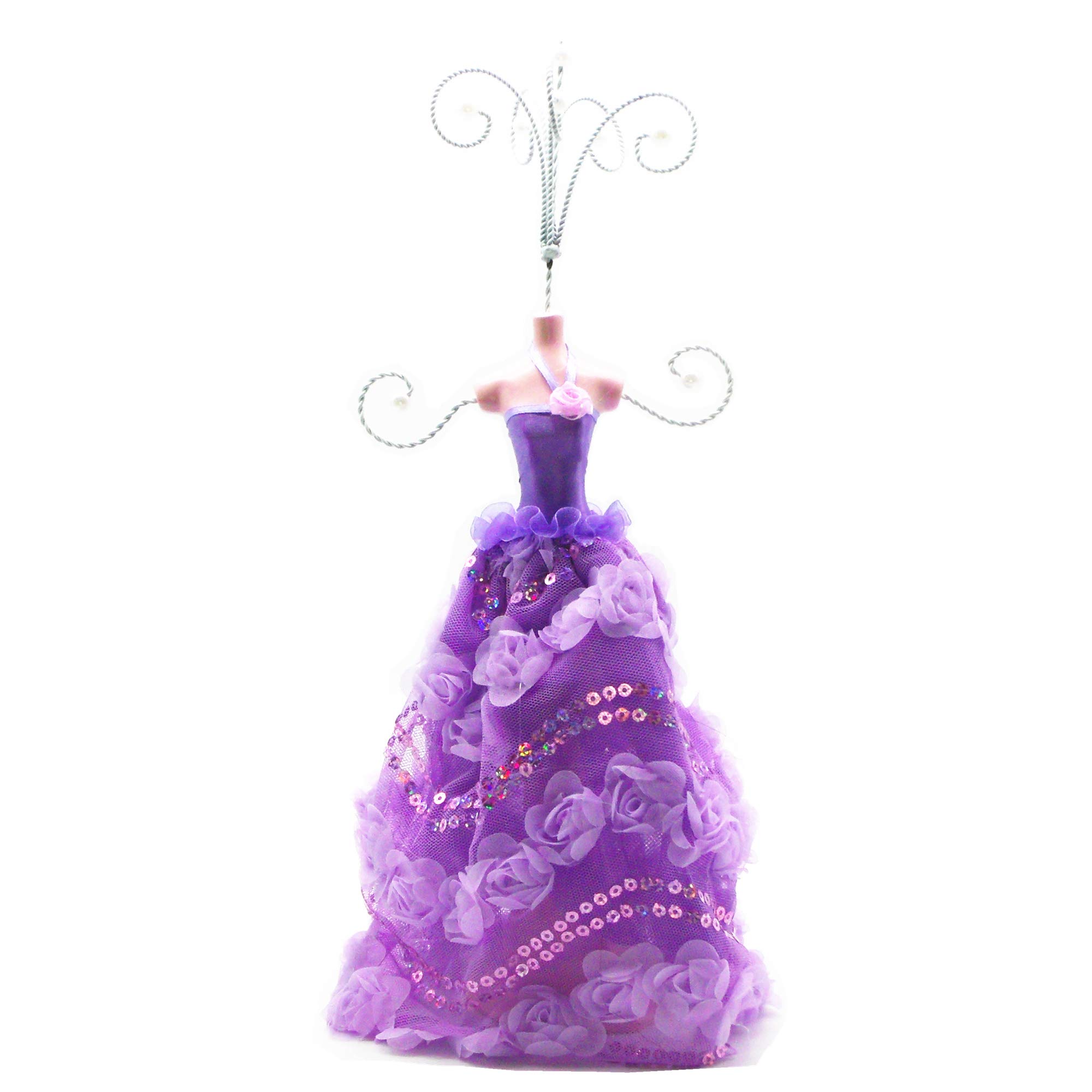 BLANCHO BEDDING Princess Mannequin Jewelry Holder - Elegant Evening Gown Display Stand in Purple | Perfect for Bedroom Decor, Jewelry Organization & Fashion Accessory Storage