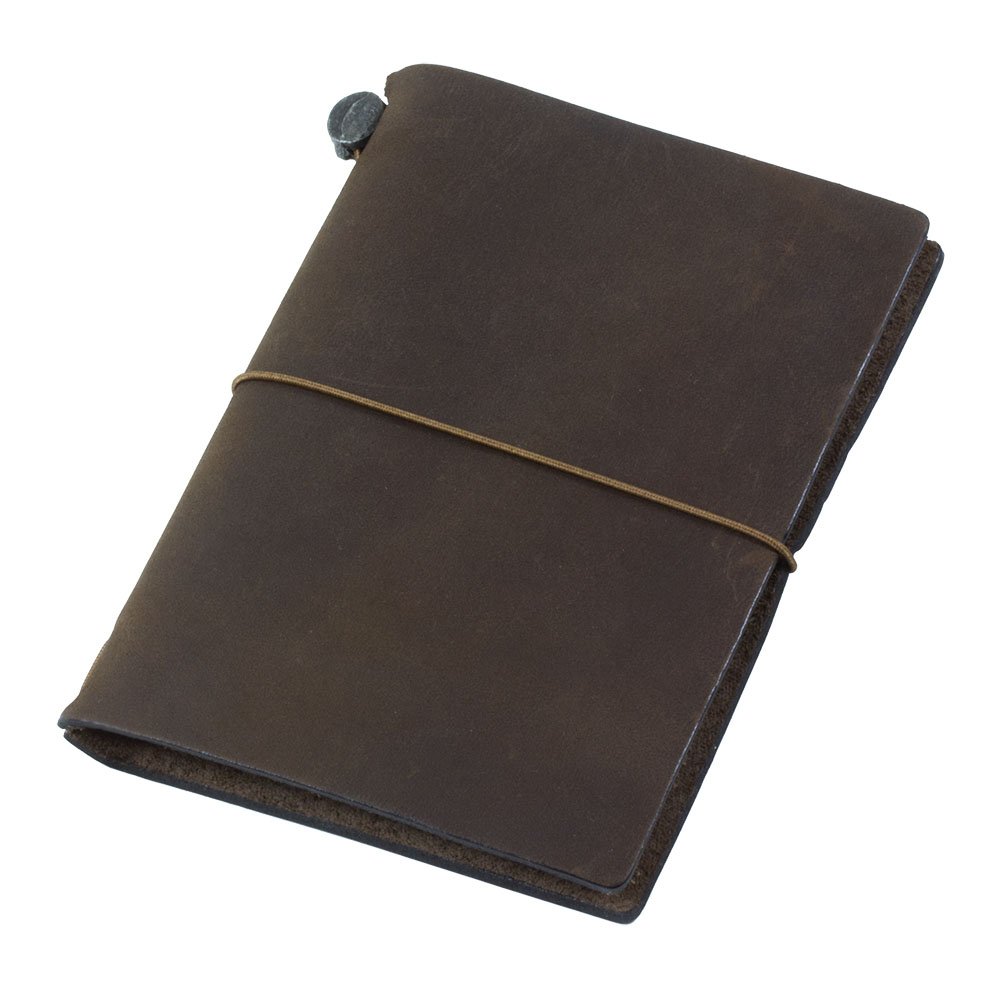 Midori Traveler's Notebook Journal - Passport Size Brown Leather Cover for Writing, Sketching & Travel | Perfect Travel Diary, Bullet Journal & Gift for Writers