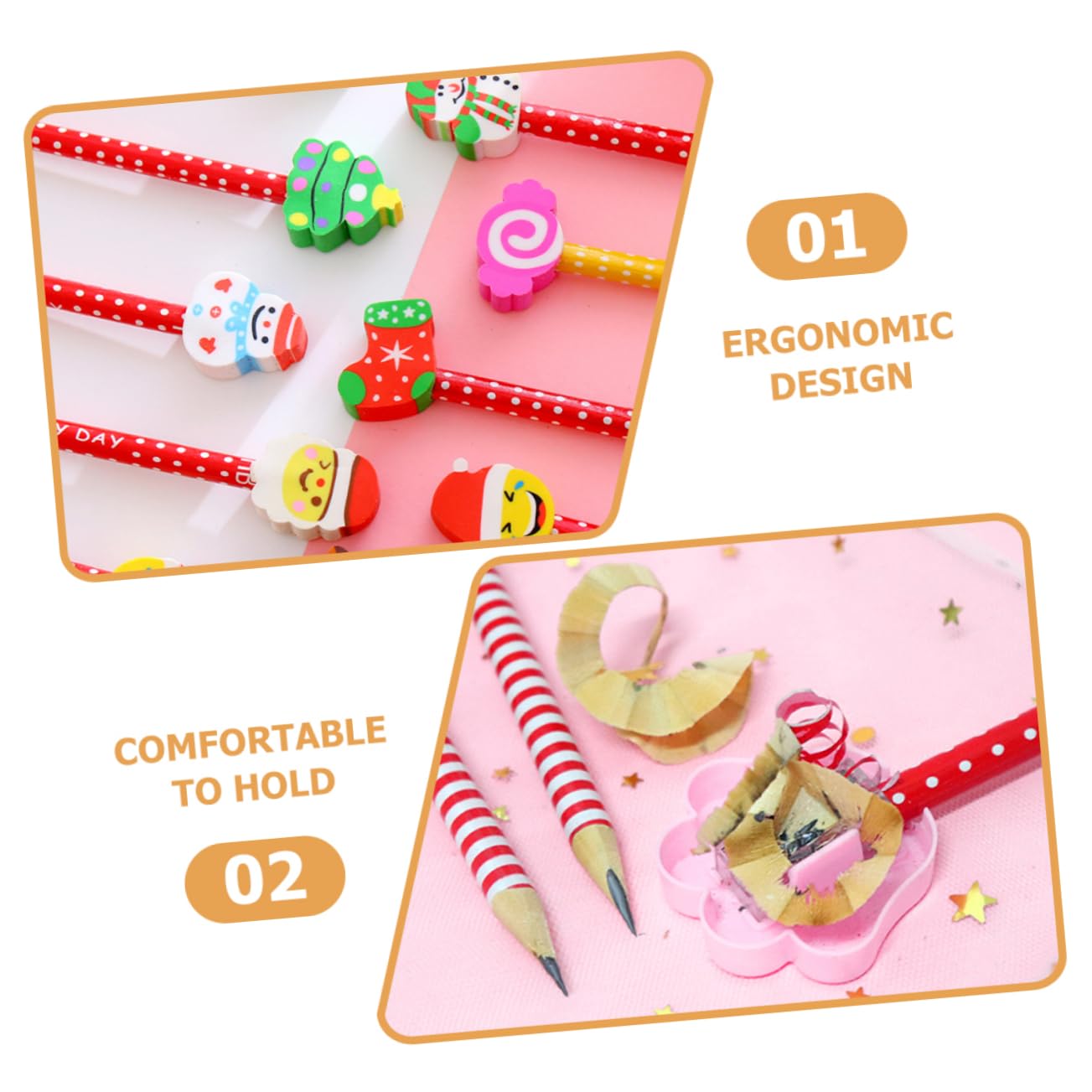 VILLCASE 15pcs Colorful Christmas Wooden Pencils - Festive Writing & Drawing Supplies for School, Office & Holiday Gift Giving
