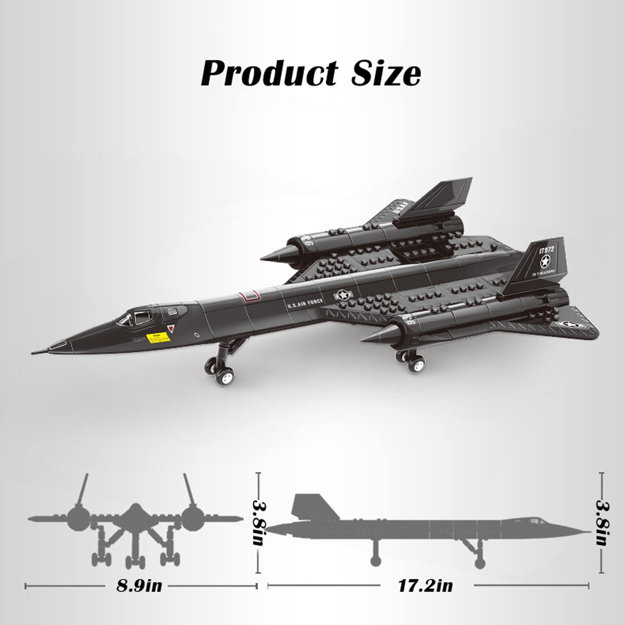 US Air Force SR-71 Blackbird Reconnaissance Aircraft Building Blocks Set - 183pcs STEM Army Toy for Boys, Kids Fighter Jet Model Kit | Perfect Gift for Birthday & Educational Play