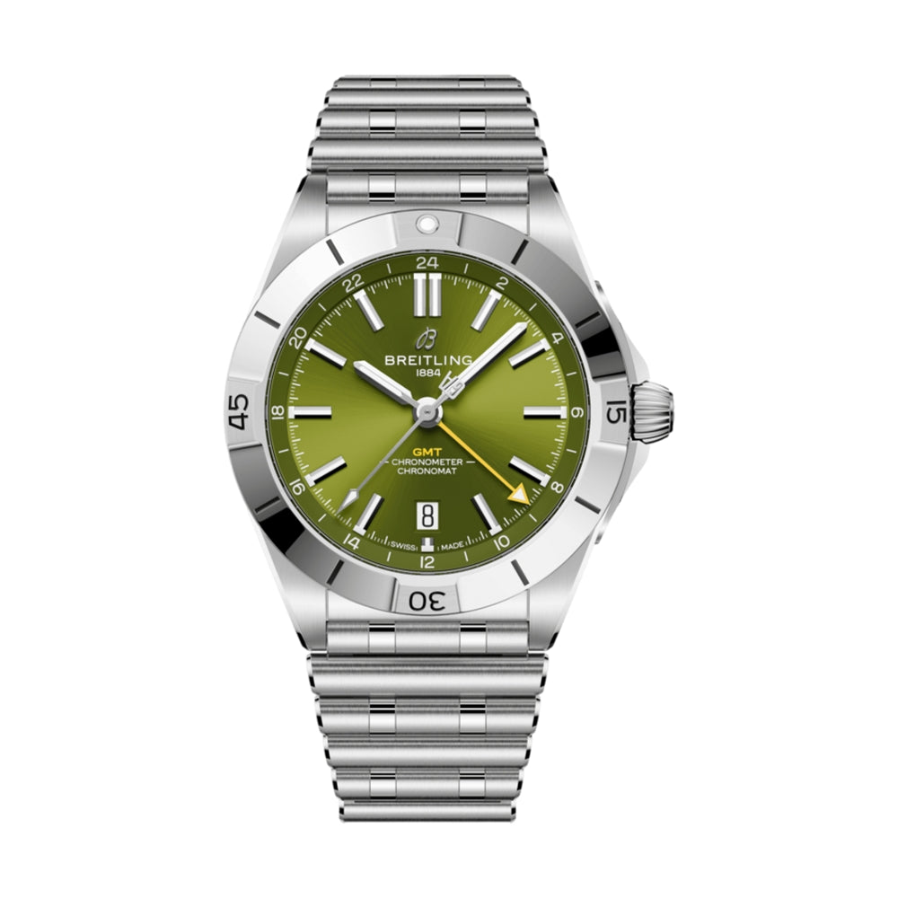 Chronomat Automatic GMT Giannis Antetokounmpo Limited Edition 40mm Green Dial Men's Watch on Stainless Steel Bracelet - Perfect for Collectors, Sports Enthusiasts & Luxury Watch Lovers