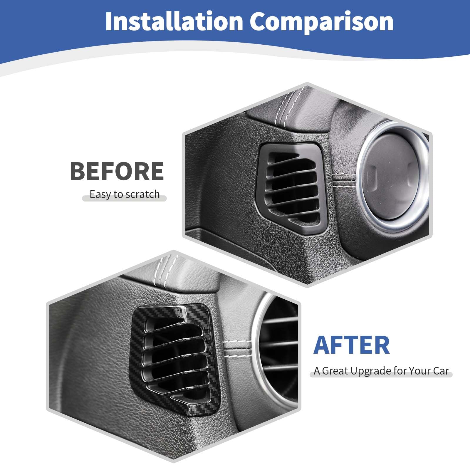 Jeep Wrangler JL JLU & Gladiator JT Dash Side Air Vent Trim Cover (2018-2023) - Carbon Fiber AC Vent Accessories 2pcs - Upgrade Interior & Protect Vents for Off-Roading & Daily Driving