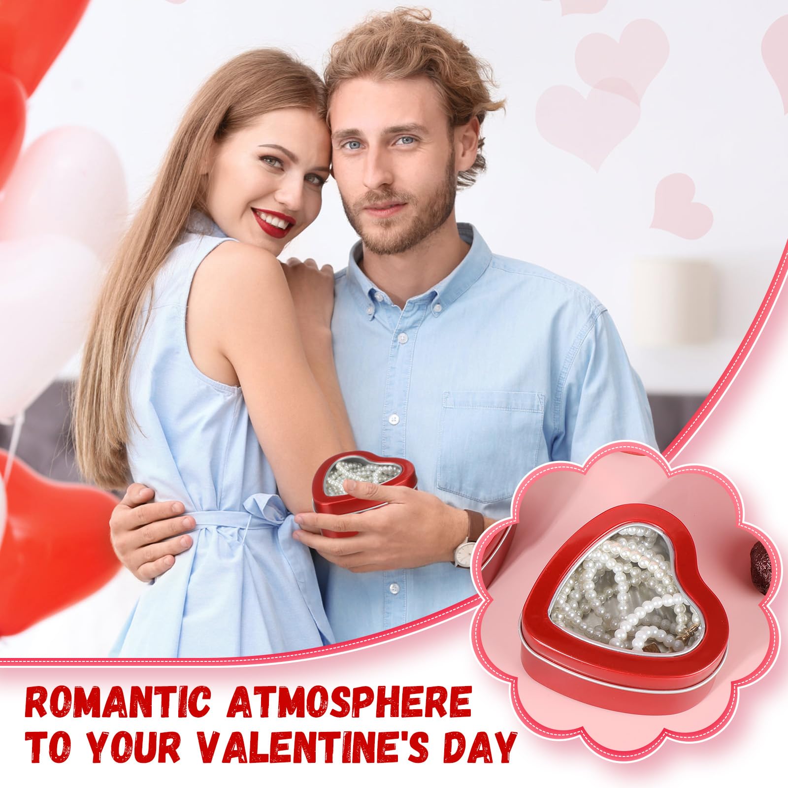 12 Pcs 6.5 oz Heart Shaped Metal Tins with Clear Window Lids - Empty Candle Containers for DIY Candles, Candies, Jewelry & Gift Packaging - Perfect for Mother's Day, Valentine's Day & Romantic Gifts (Red)