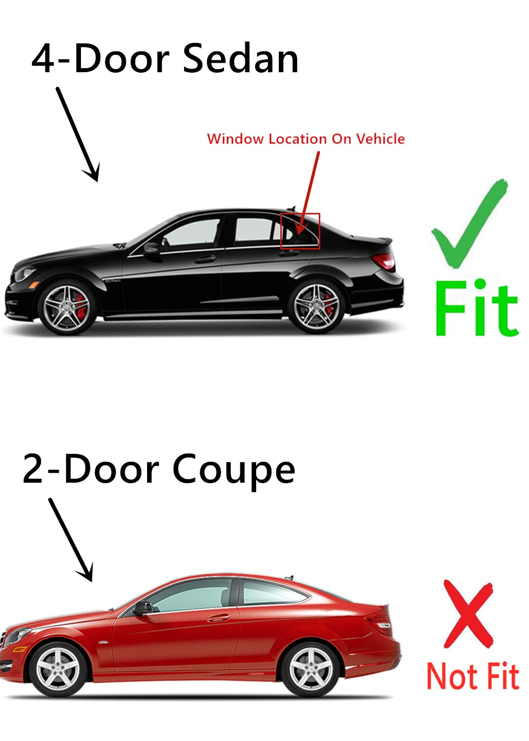 Mercedes Benz C250 C300 C350 C63 AMG Rear Vent Window Glass Replacement (Left Side) - Compatible with 2012-2014 4-Door Sedan Models | Perfect for Car Window Repair & Replacement Services