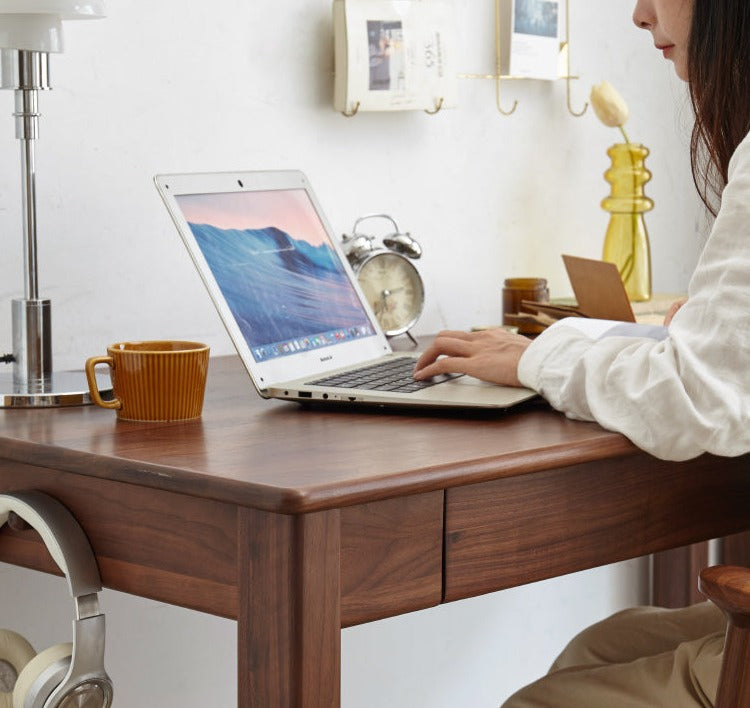 Premium Solid Wood Office Desk - Black Walnut, Oak & Ash Options | Modern Home Office & Executive Workspace Furniture