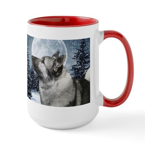 White/Red Inside - Norwegian Elkhound Large Mug