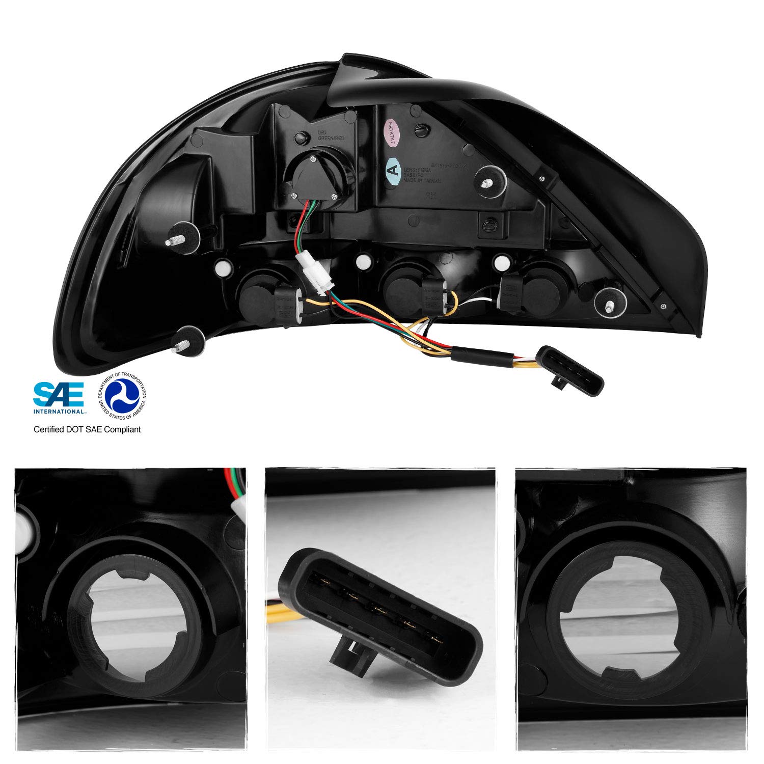 AKKON Black Bezel LED Tail Lights Replacement Pair for 1999-2005 Pontiac Grand AM - Left & Right Brake Lamps - Perfect for Night Driving & Car Customization