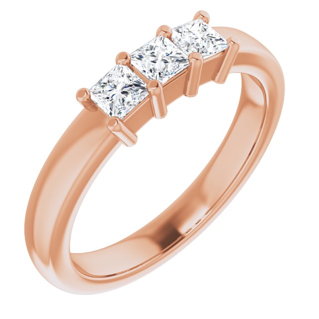 0.54 Carat Princess Cut Diamond 3 Stone Wedding Ring - Elegant Prong Set Bridal Band for Engagement, Anniversary & Special Occasions