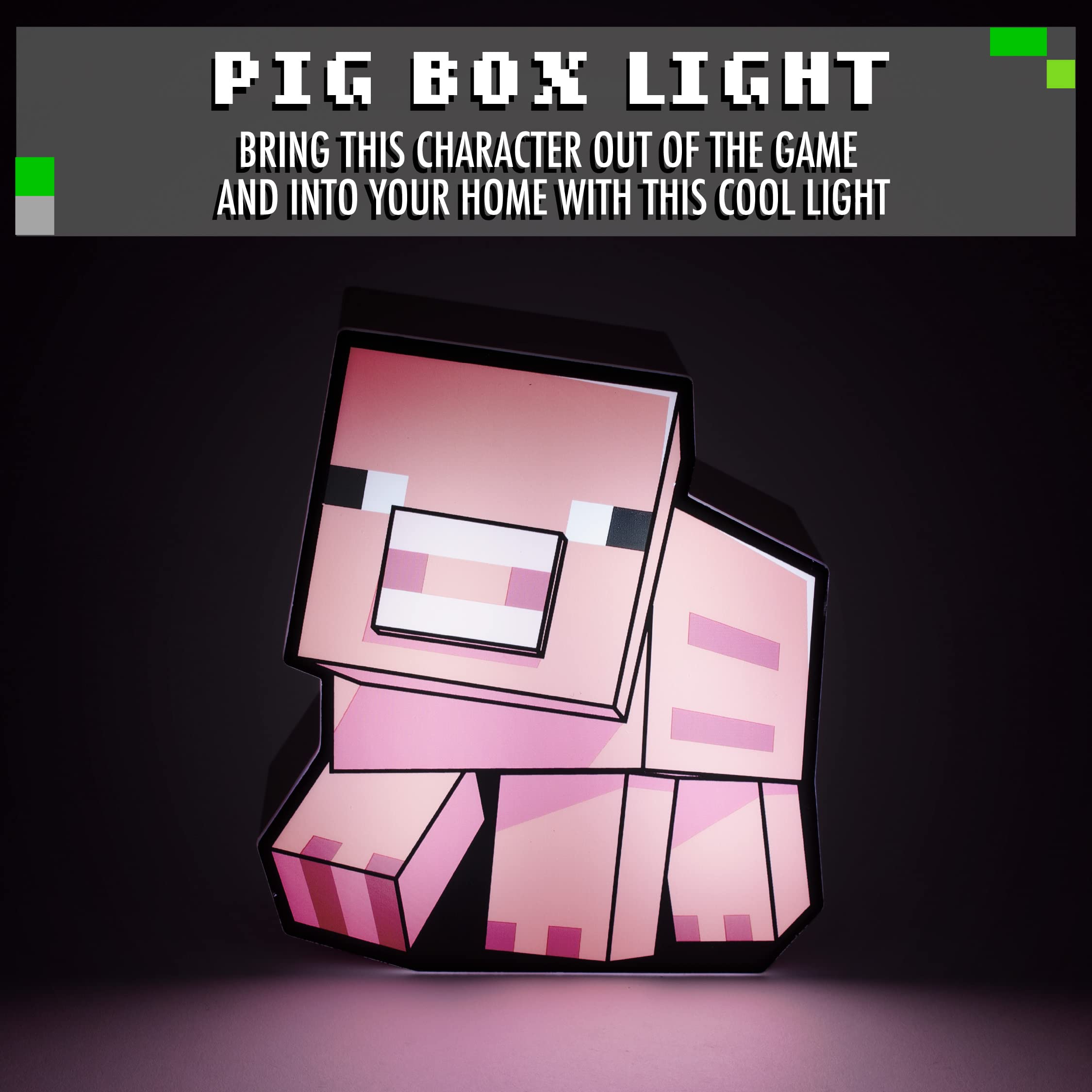 Official Minecraft Pig Night Light - Licensed LED Desk Lamp & Kids Bedroom Decor for Boys & Girls - Perfect for Bedtime, Gaming Rooms & Study Areas