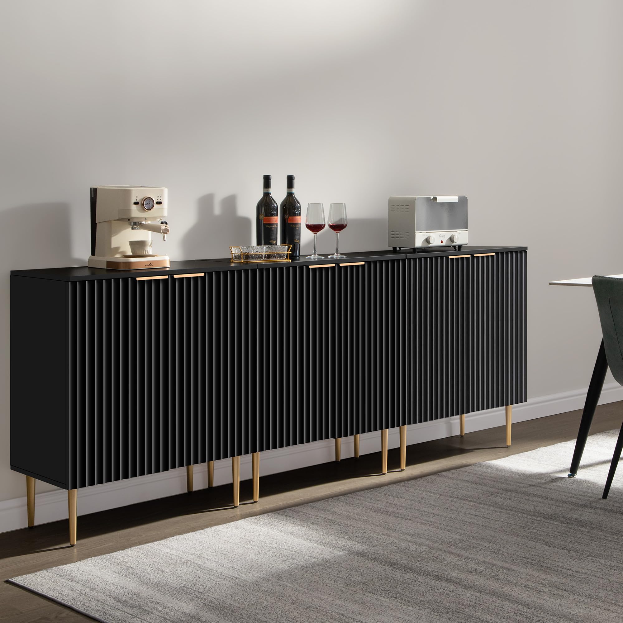 Modern SICOTAS Sideboard Buffet Storage Cabinet with Doors & Adjustable Shelf - Black Accent Credenza for Kitchen, Living & Dining Room | Coffee Bar Console, Entryway Organizer | Perfect for Home Decor & Entertaining Guests