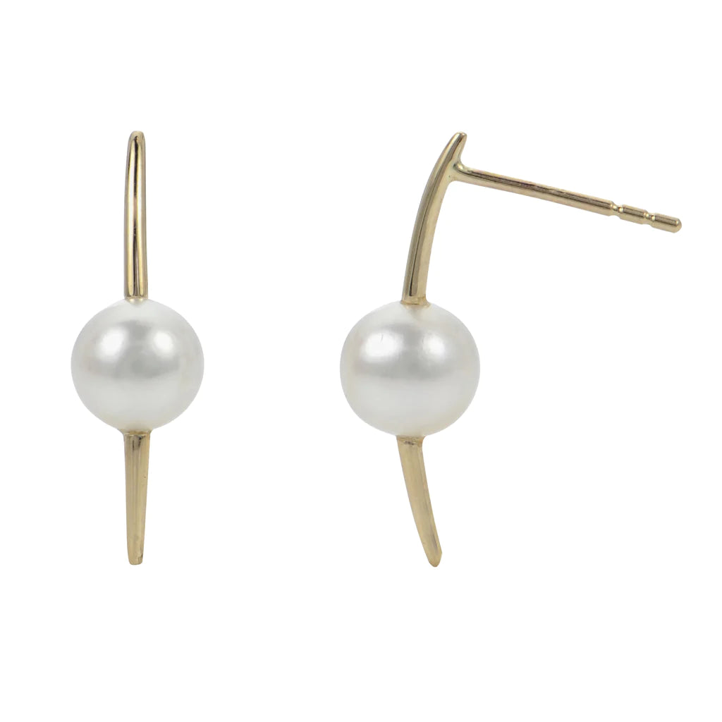 Elegant Curved Bar Pearl Earrings for Women - Classic & Timeless Jewelry Gift for Weddings, Parties & Special Occasions