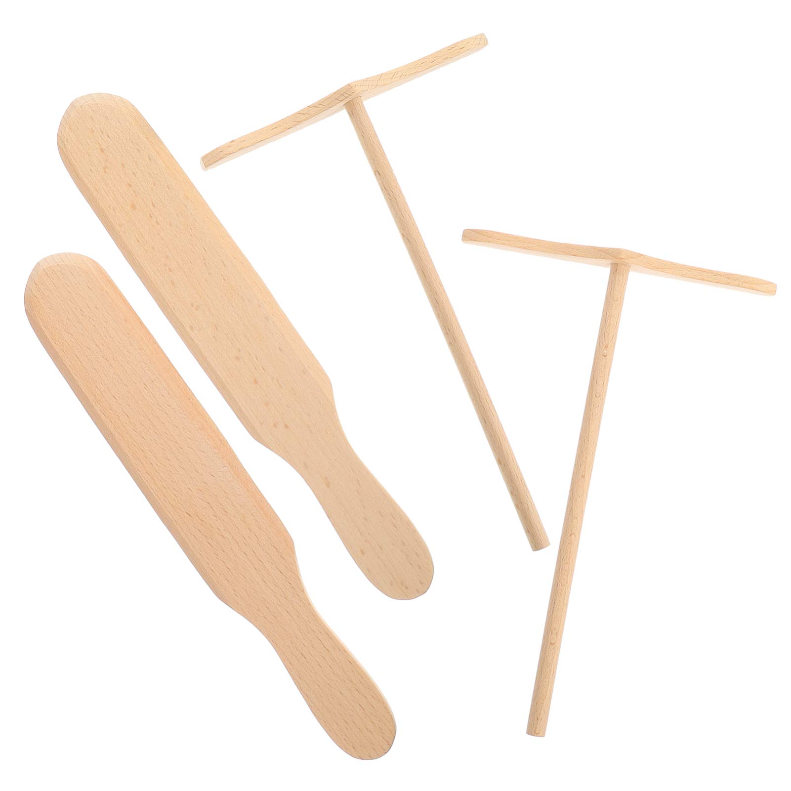 4-Piece Wooden Pancake Spatula Set - Non-Stick Cooking Utensils for Pancakes, Omelets, Tortillas & Crepes - Perfect for Breakfast, Baking & Kitchen Use