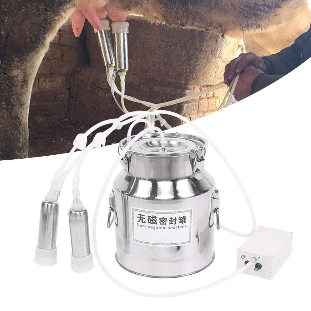 14L Portable Electric Cow/Sheep Milking Machine Kit - Adjustable Speed & Pulsation with 2 Teat Cups & Stainless Steel Bucket - Ideal for Dairy Farms, Homesteads, and Small Livestock Operations (Cow, Goat, Sheep)