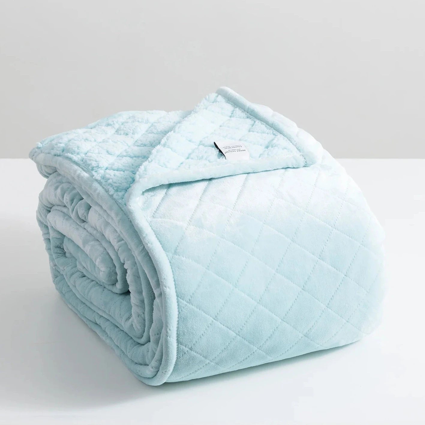 Renee Taylor Heston Sherpa Ultra Soft Velvet Blanket - Cozy Plush Fleece Throw for Bed, Sofa & Travel - Warm Winter Blue Blanket for Adults & Kids