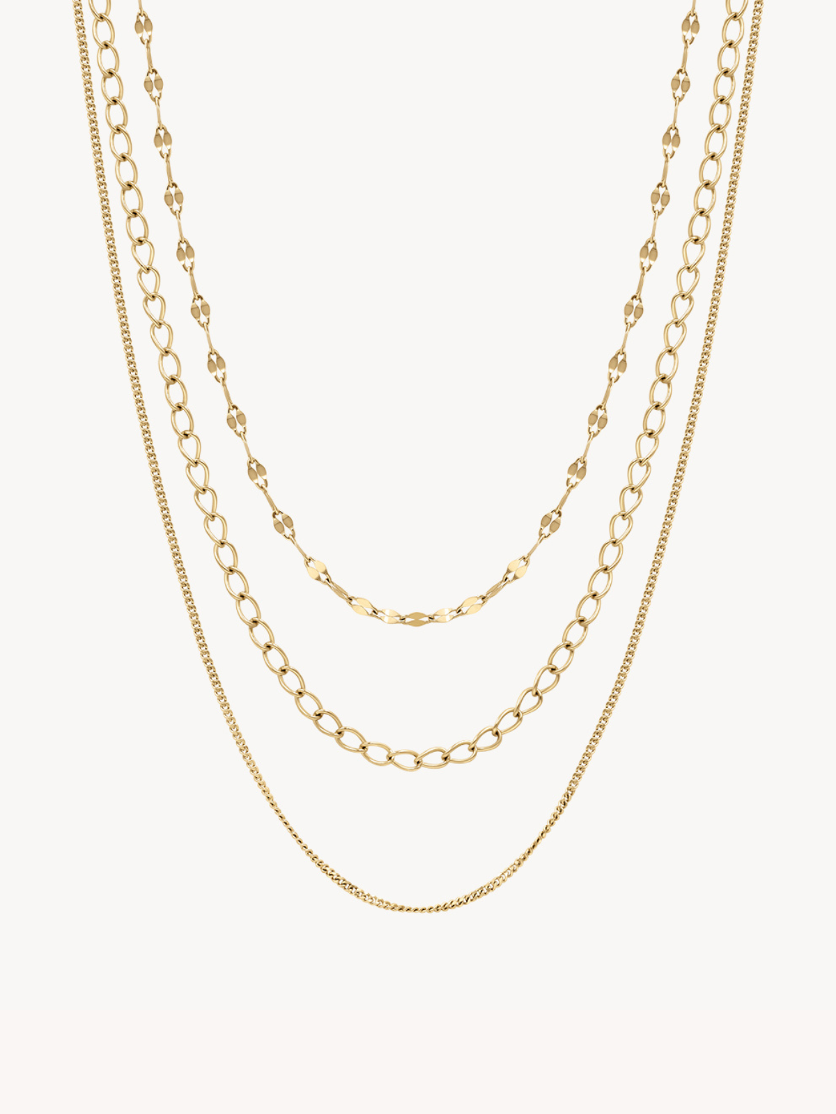 Elegant Three Chain Sparkle Necklace for Women - Layered Gold & Silver Necklaces for Party, Wedding & Evening Wear