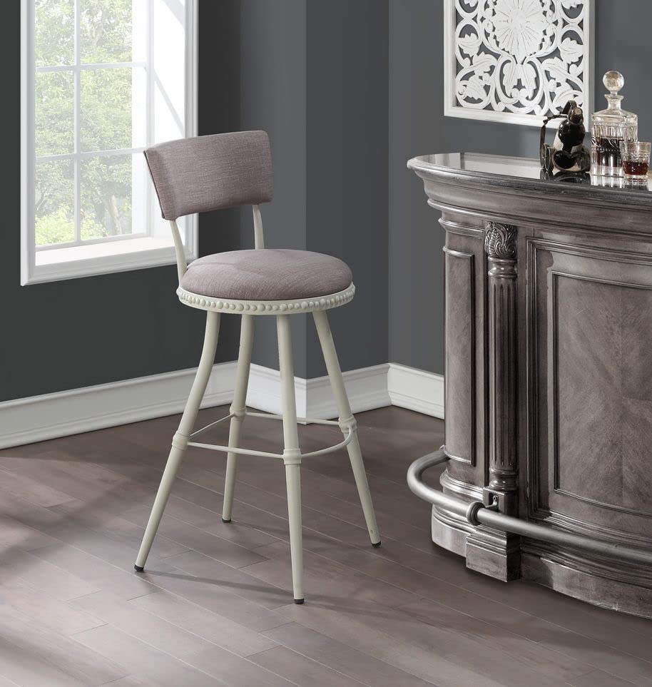 Boraam Benton Adjustable Bar Stool - Light Gray/Beige Finish - Perfect for Kitchen Islands, Breakfast Nooks & Home Bars