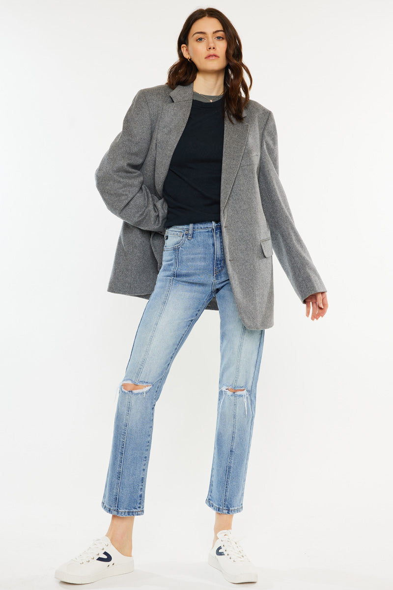 Marley High Rise Slim Straight Leg Jeans for Women - Comfortable Stretch Denim Pants - Perfect for Casual Wear, Office & Date Nights
