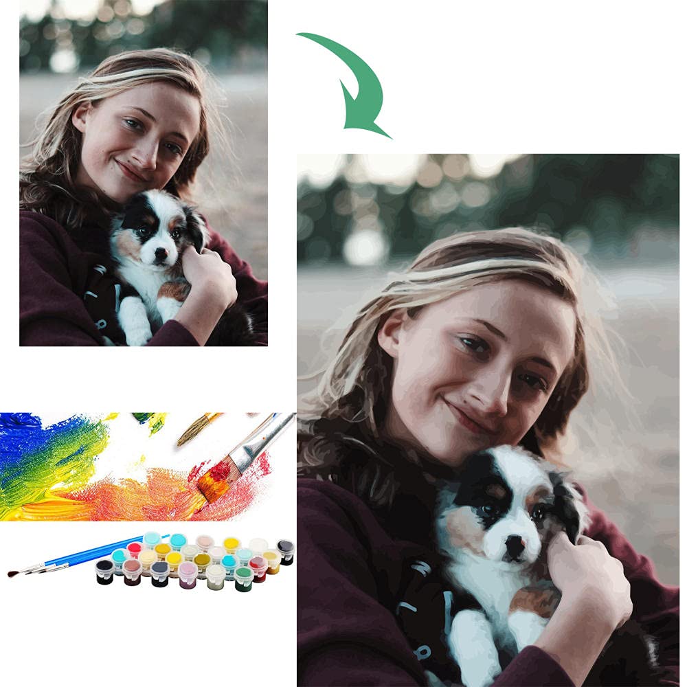 Custom Paint by Numbers Kit for Adults - Personalized DIY Oil Painting from Your Photo (12x16 Inch, No Frame) - Perfect for Baby, Pet, Wedding Photos & Home Decor Gifts