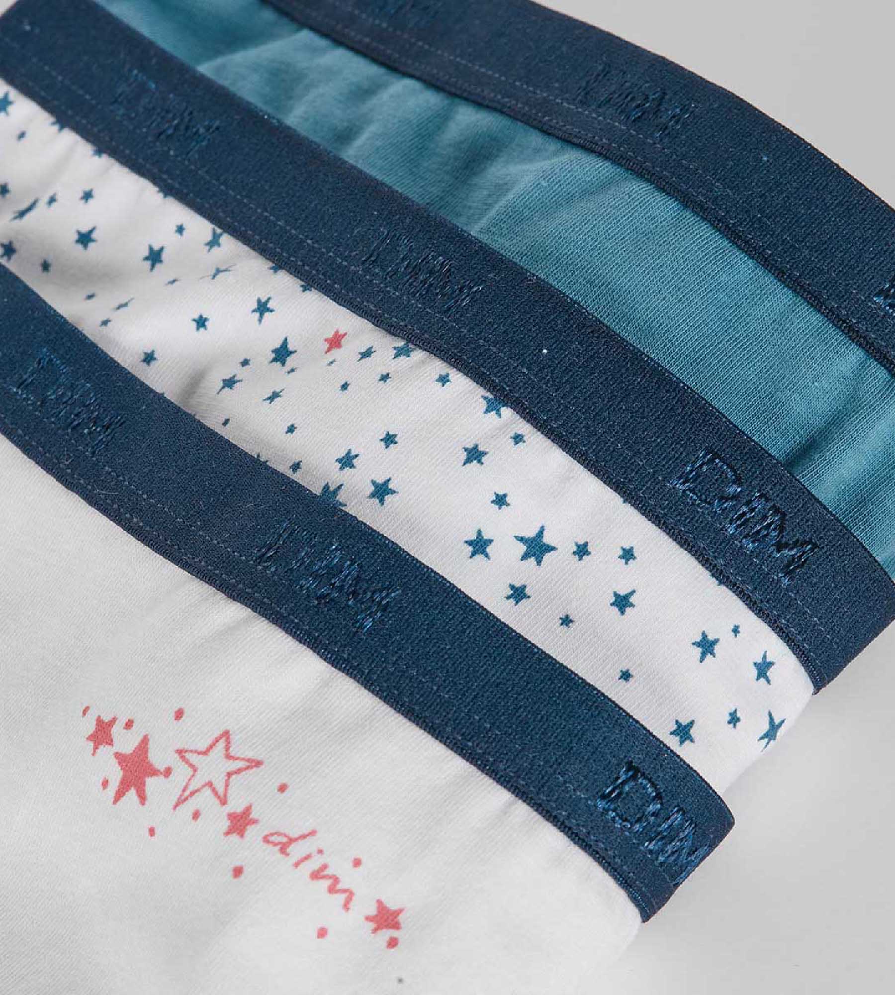 3 Pack Girls Cotton Stretch Star Print Underwear - White & Blue - Soft Breathable Panties for Kids - Perfect for School, Playtime & Everyday Comfort