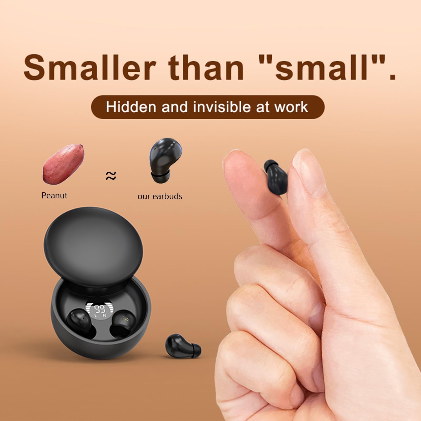 Mini Invisible Wireless Bluetooth Earbuds - Ultra Low Profile Micro Earpieces for Small Ear Canals | Discreet Sleeping, Workout & Travel Headphones | Perfect for Side Sleepers, Office Use & Commuting