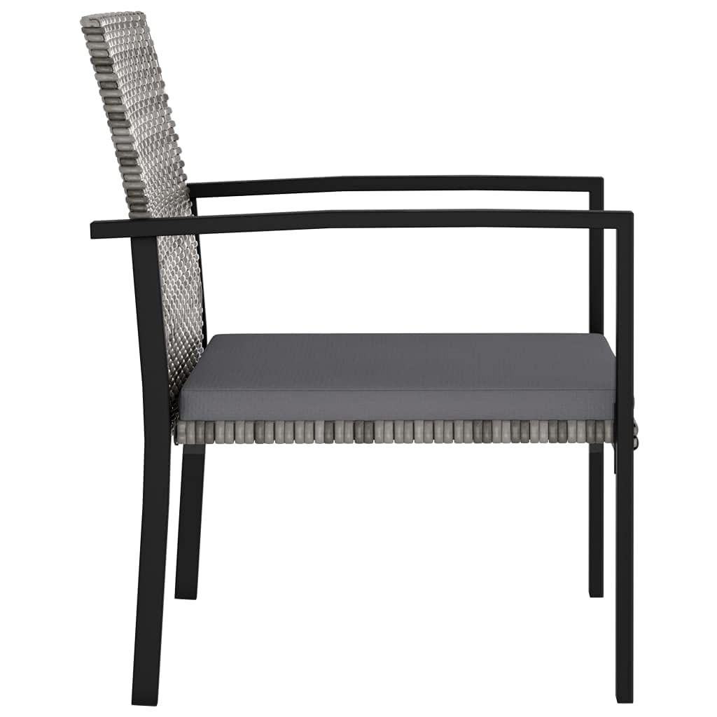 4-Piece Gray Poly Rattan Patio Dining Chairs Set - Weather-Resistant Outdoor Furniture for Garden, Deck, Balcony, Backyard & Poolside Dining | Perfect for Al Fresco Meals, Summer BBQs and Relaxing Outdoors
