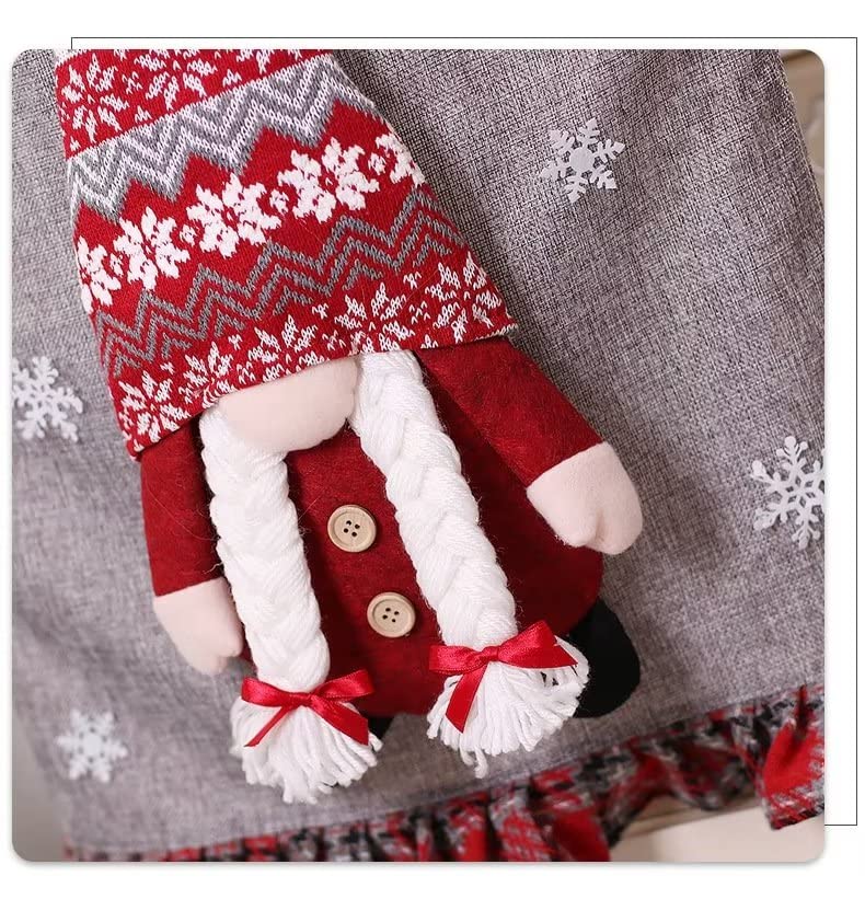 2 Pack Christmas Chair Cover Gnome Couple - Festive Dining & Office Chair Slipcovers Set - Holiday Decor for Christmas Banquet, Party & Home Celebration