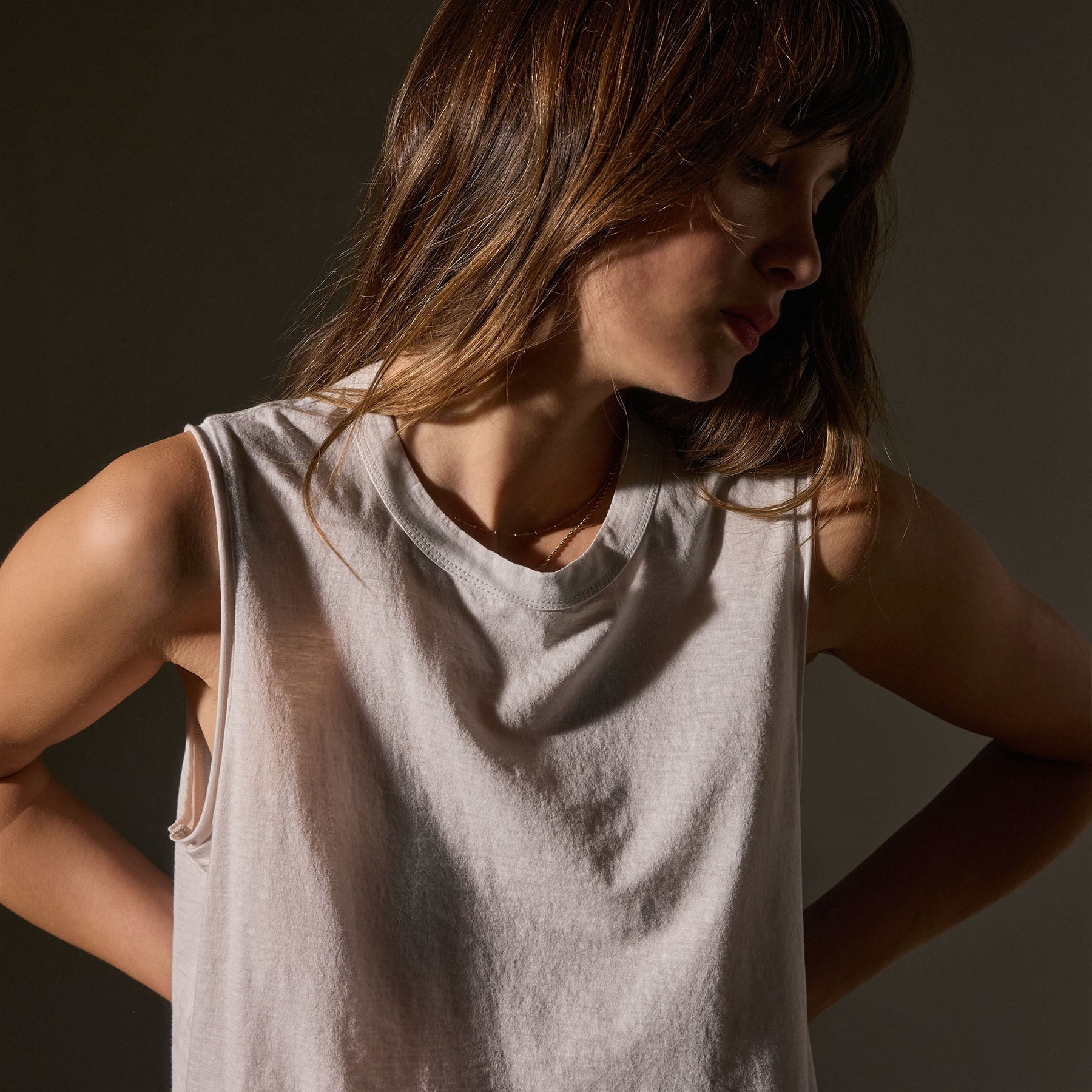 Women's Cotton Linen Silk Shell Top - Light Mist Color | Breathable Summer Blouse for Casual Wear & Office Outfits