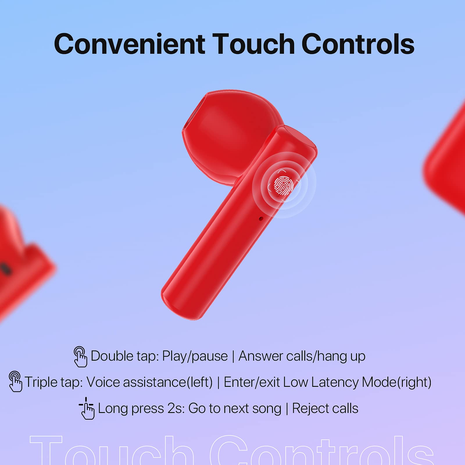 UMIDIGI AirBuds U Wireless Bluetooth 5.1 Earbuds with Mic, Touch Control In-Ear Headphones, 24H Playtime for Workout, Gym & Travel - Perfect for Office, Commuting & Home Use