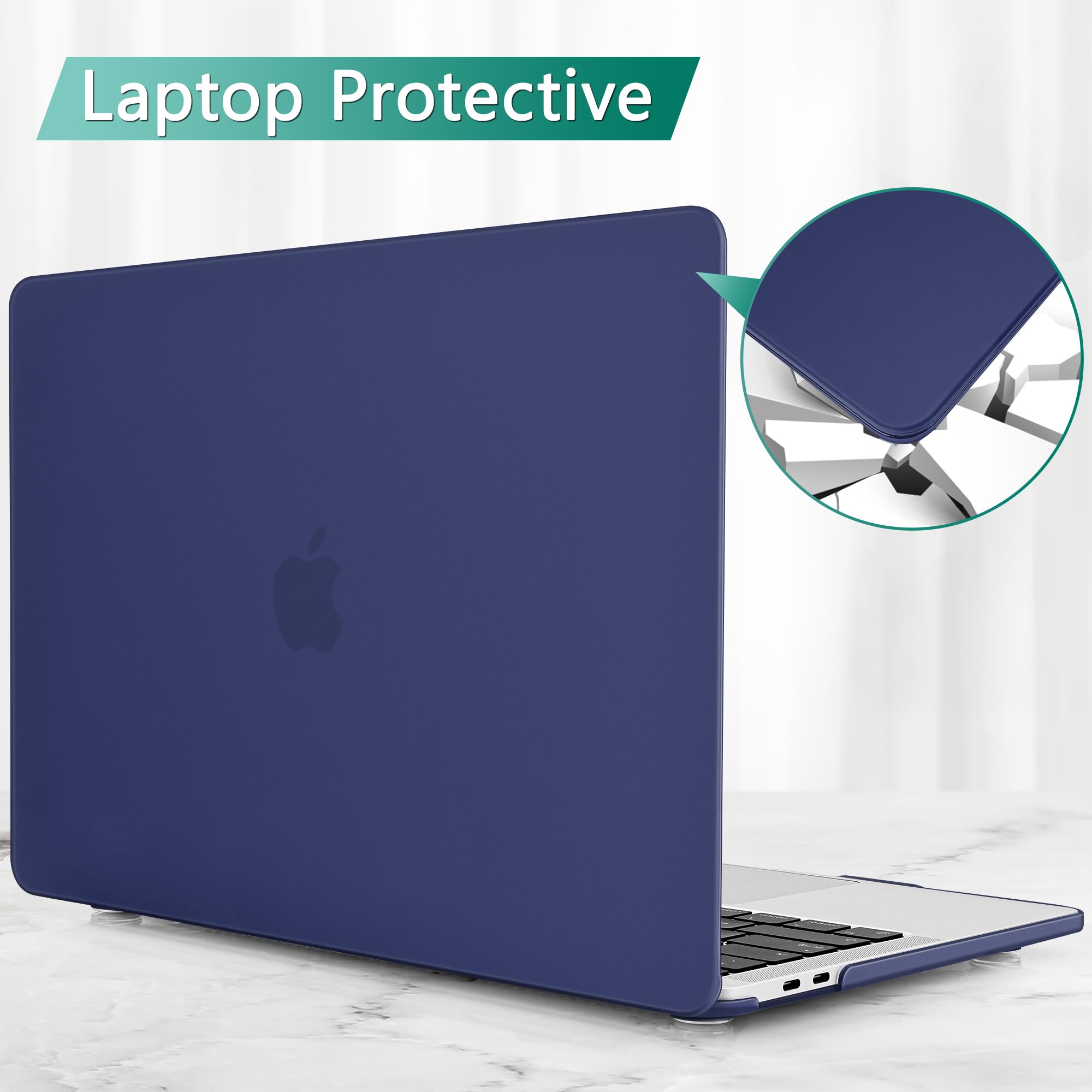 May Chen MacBook Pro 13 Case - Hard Plastic Protective Shell with Keyboard Cover for MacBook Pro 13 Touch Bar (M2/M1, Models A2338/A2251/A2289) in Matte Navy Blue | Perfect for Work, Travel & Everyday Protection