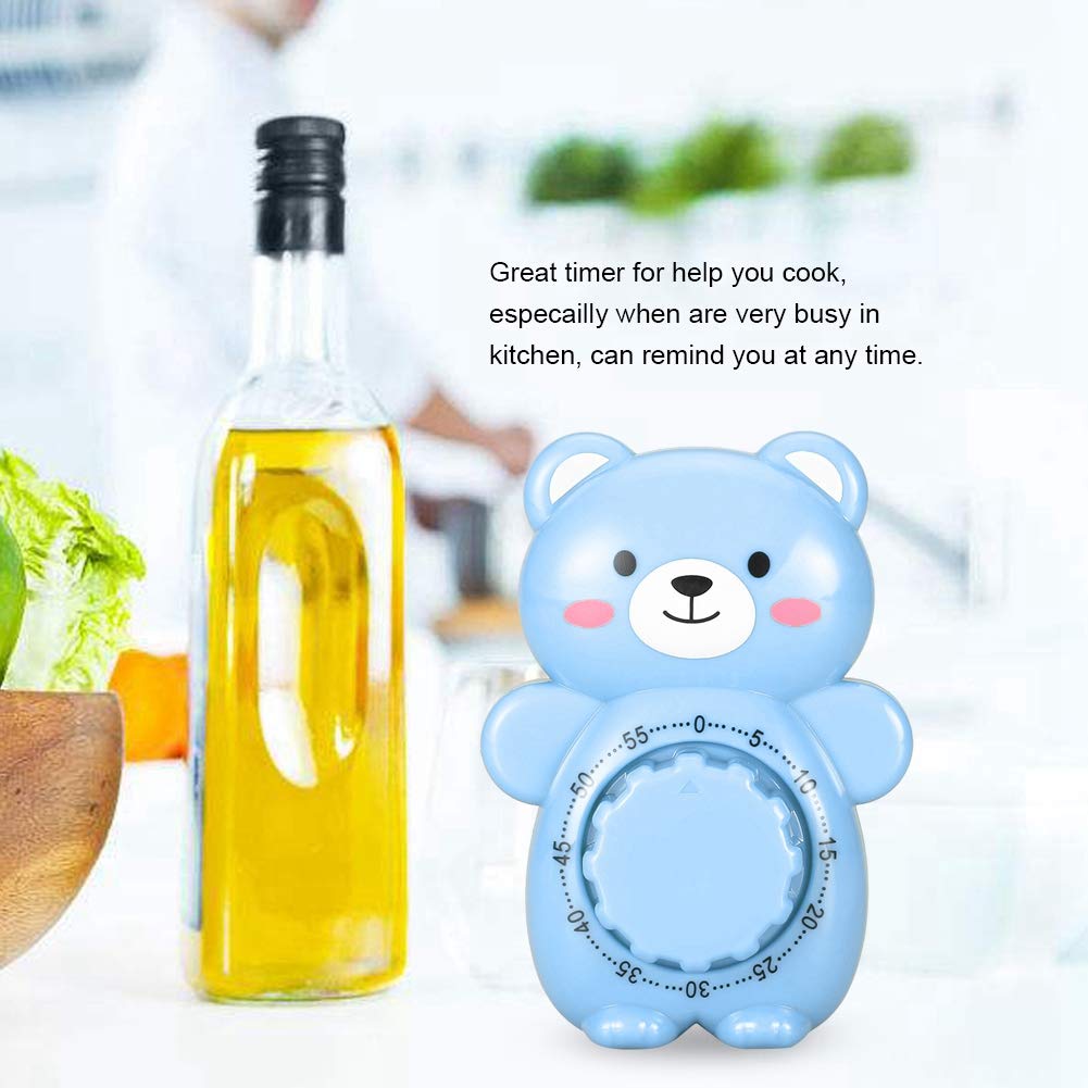 Cute Bear Mechanical Kitchen Timer - Blue for Baking & Cooking