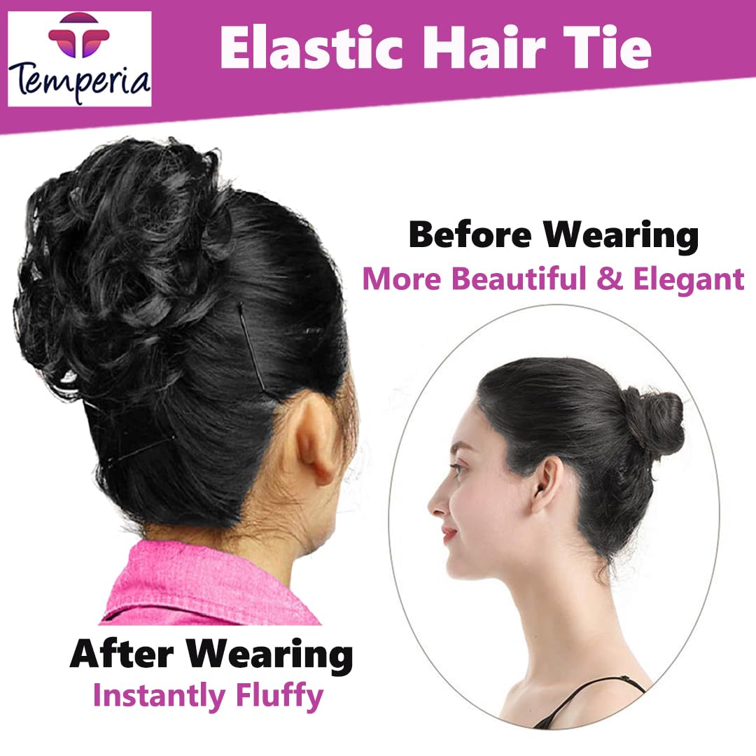 Stylish Juda Hair Buns & Messy Bun Hair Extensions for Women - Fake Donut Maker Scrunchies with Elastic Band (Black, 1PC) - Perfect for Updos, Ponytails & Everyday Hairstyles