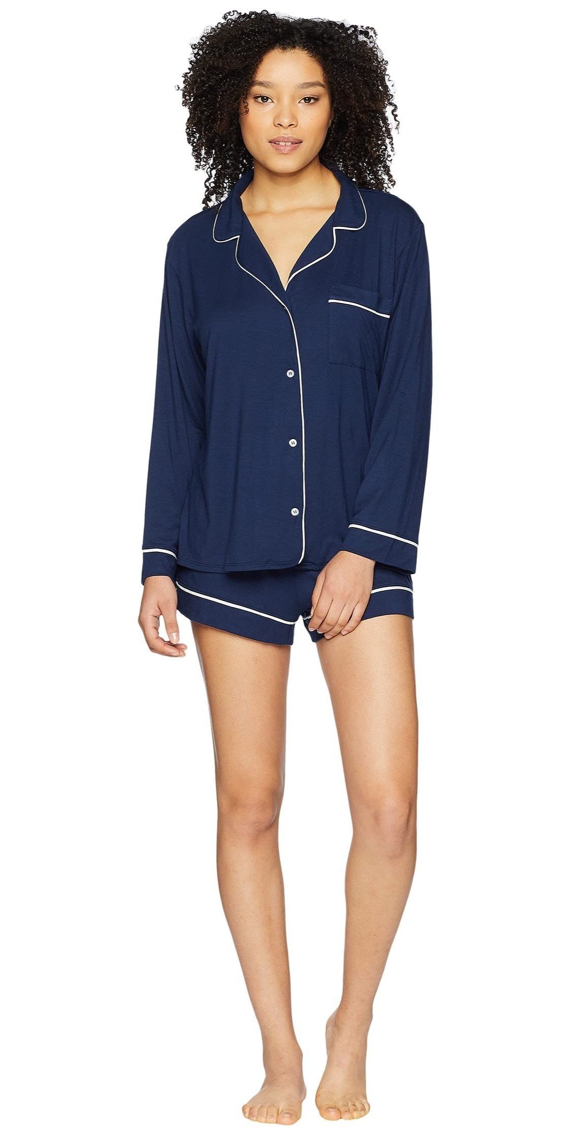 Eberjey Gisele Classic Women's Pajama Set - Soft Long Sleeve Shirt & Comfortable Shorts for Sleepwear, Lounge & Relaxation at Home