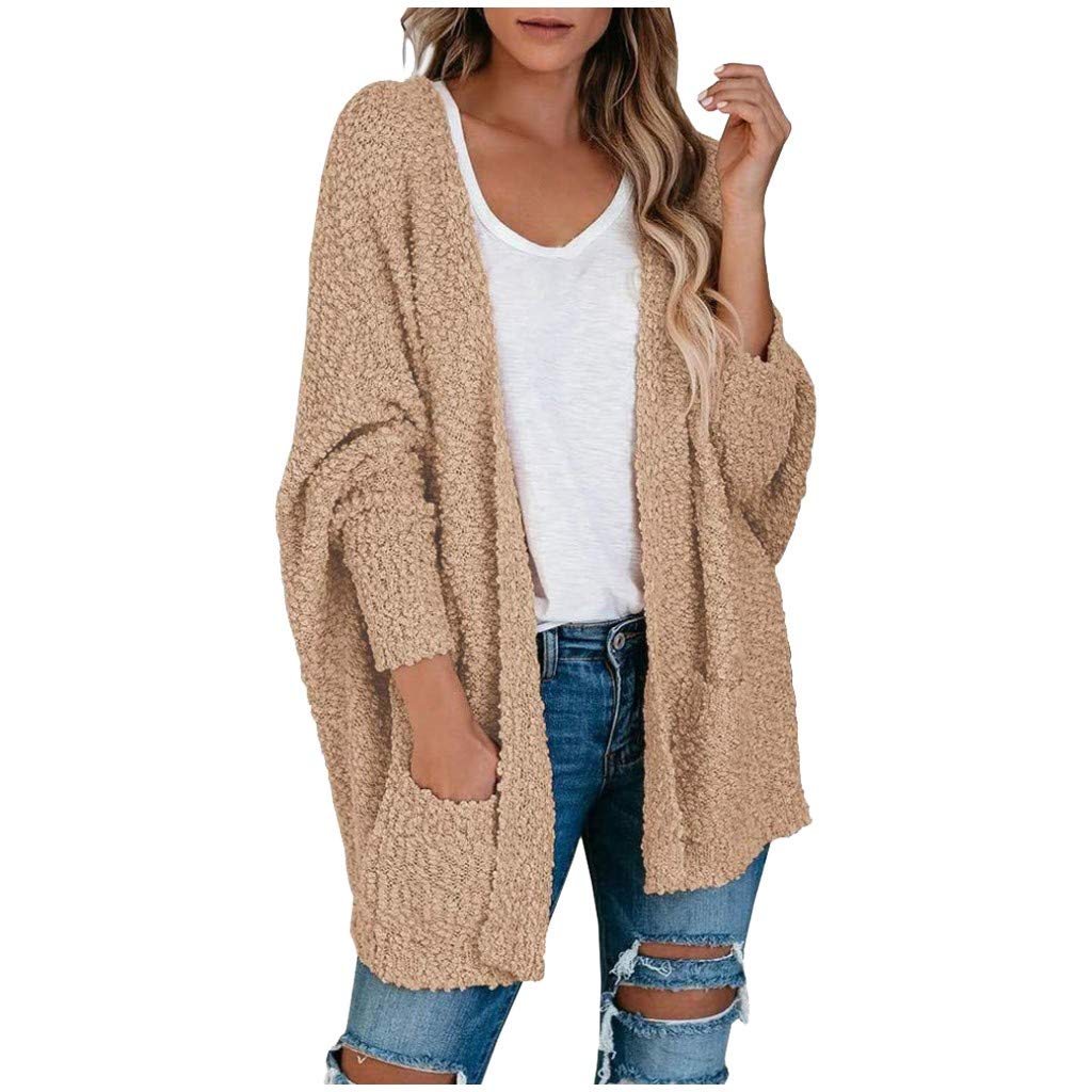 Women's Oversized Cardigan Coat with Long Sleeves and Front Pockets - Soft Popcorn Knit Open Front Sweater Jacket for Fall & Winter | Casual Outerwear for Work, Travel and Daily Wear