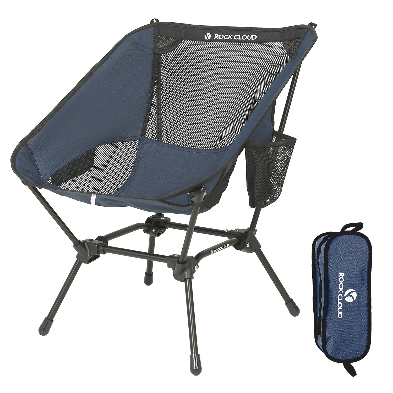 ROCK CLOUD Ultralight Portable Folding Camping Chair - Compact Outdoor Chair for Camping, Hiking, Backpacking, Beach, Lawn & Sports (Navy Blue) - Perfect for Picnics, Tailgating, Concerts & Outdoor Adventures