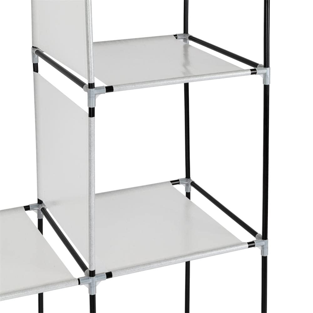 Metal Closet Wardrobe Organizer with Shelves - Portable Storage Cabinet for Clothes, Shoes & Bedroom Organization | Space-Saving Standing Closet & Wire Shelving Unit in Blue - Perfect for Small Spaces, Dorm Rooms & Apartment Living