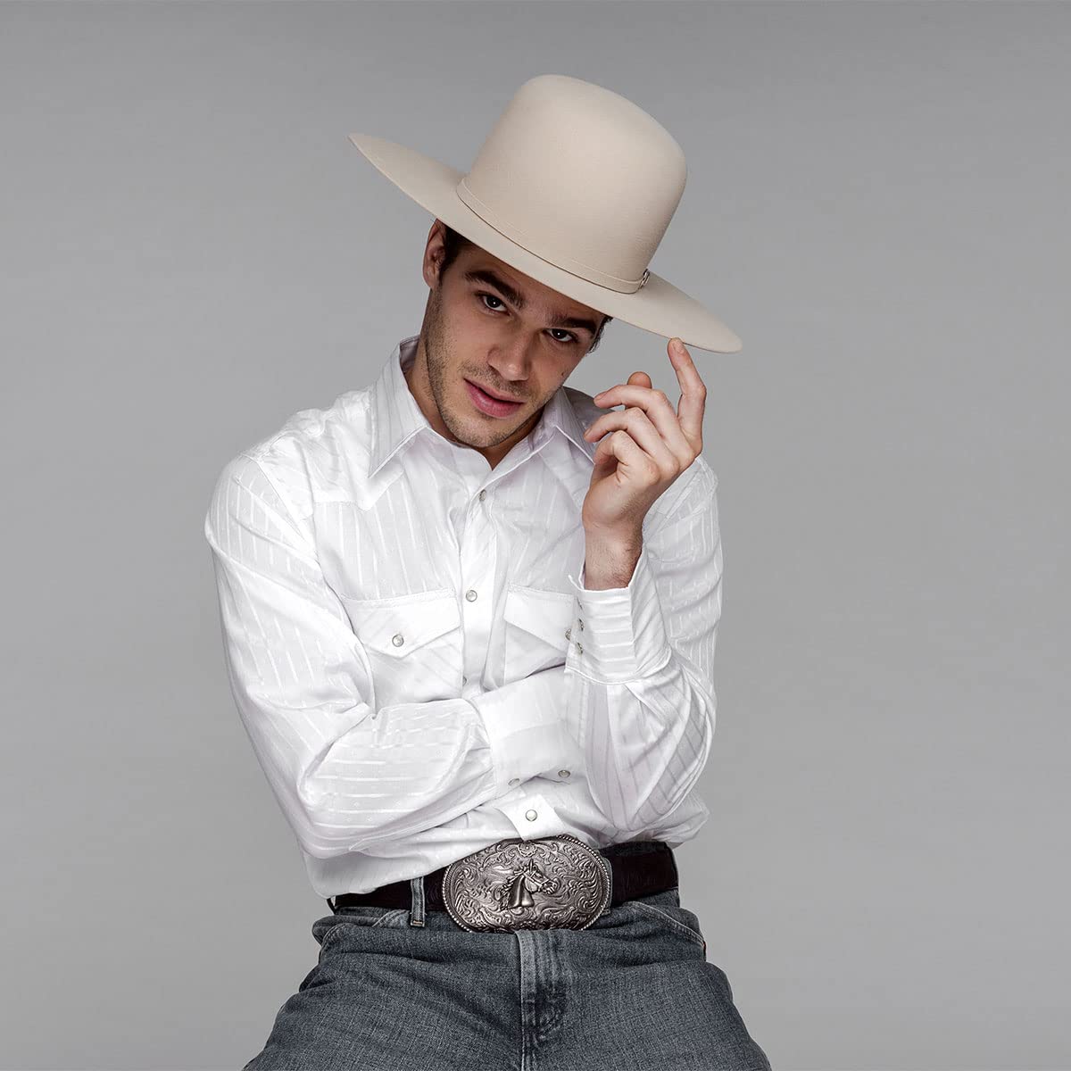 Bailey Western Pro 5X Open Crown Cowboy Hat for Men - Genuine Fur Felt Western Hat with 4